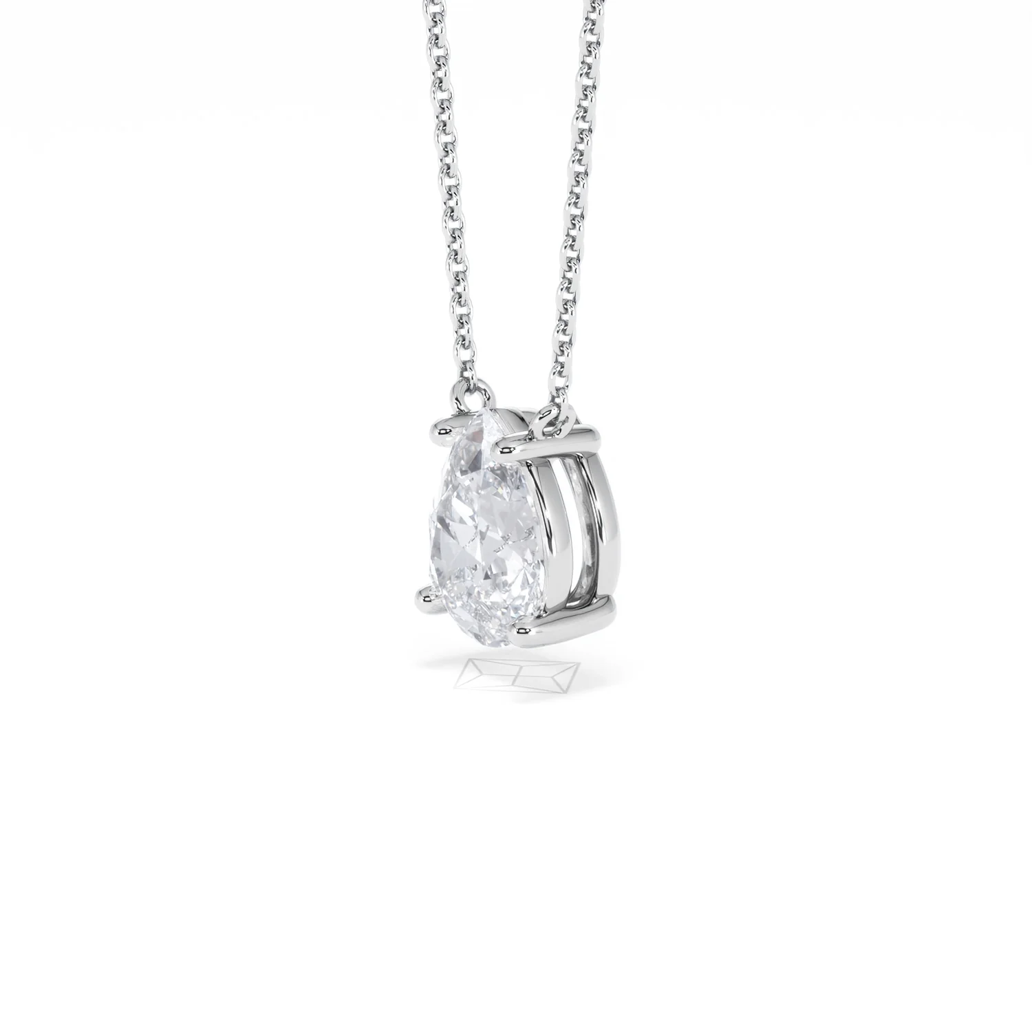 Wanderlust Floating Pear Cut Lab Diamond Solitaire Necklace 1.50ct H/Si in 9K White Gold - Image 78