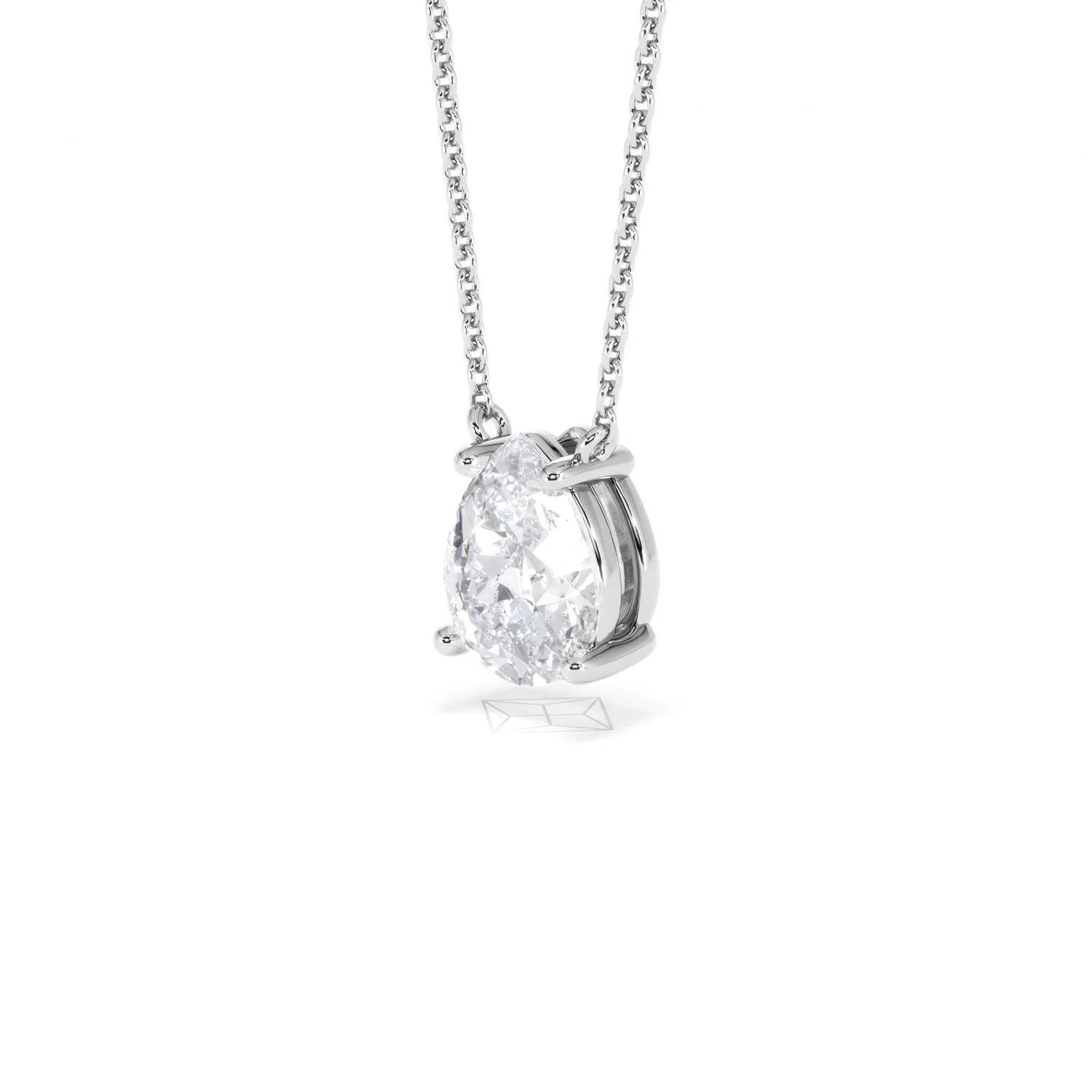 Wanderlust Floating Pear Cut Lab Diamond Solitaire Necklace 1.50ct H/Si in 9K White Gold - Image 81
