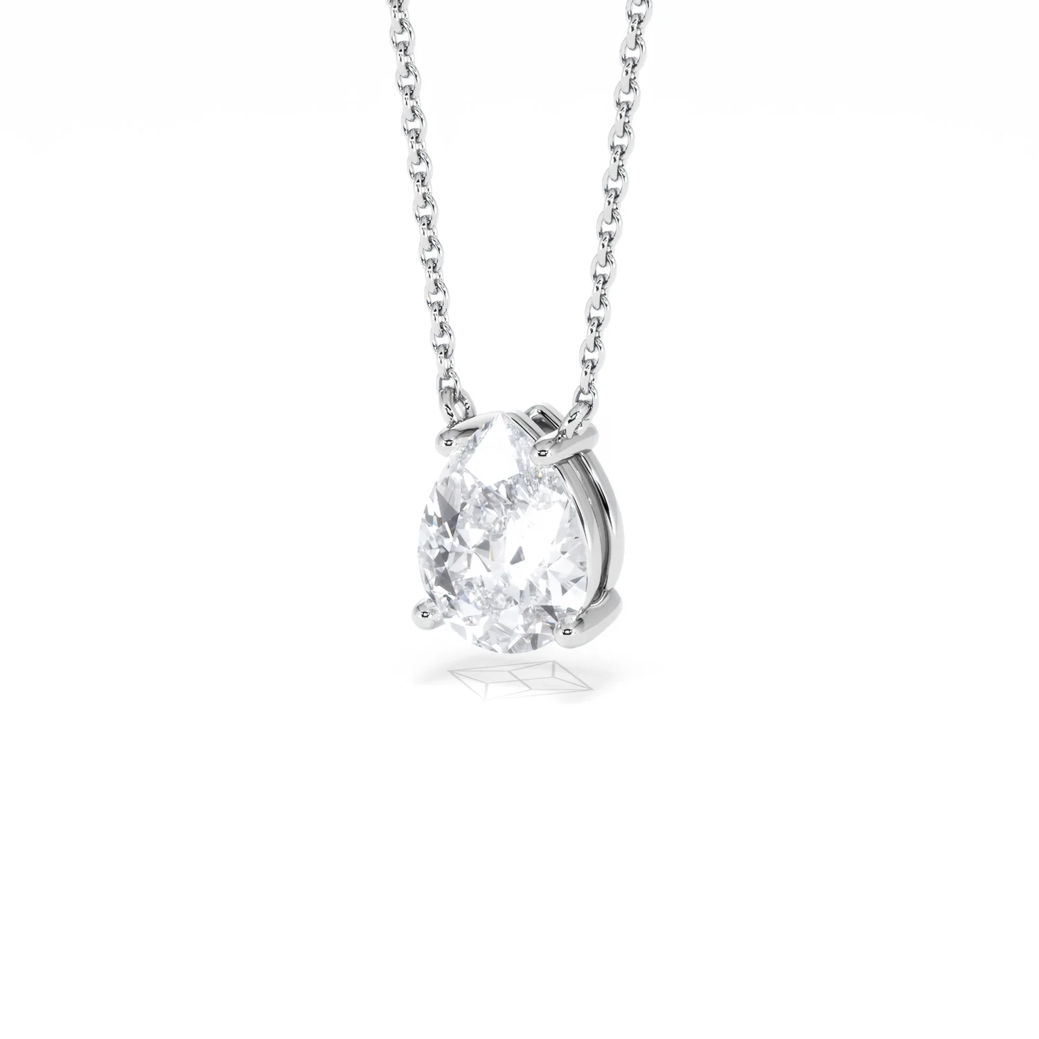 Wanderlust Floating Pear Cut Lab Diamond Solitaire Necklace 1.50ct H/Si in 9K White Gold - Image 84