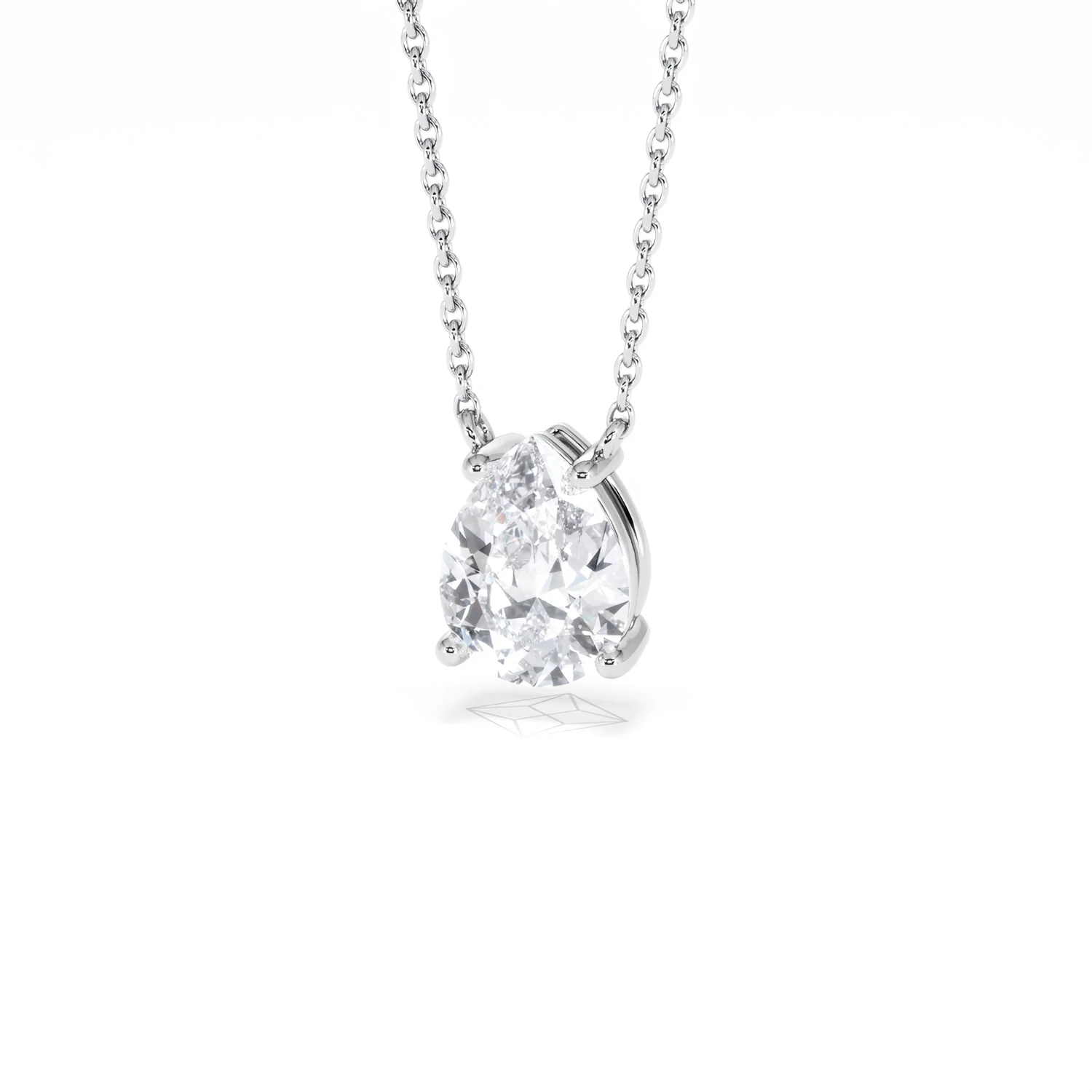 Wanderlust Floating Pear Cut Lab Diamond Solitaire Necklace 1.50ct H/Si in 9K White Gold - Image 86