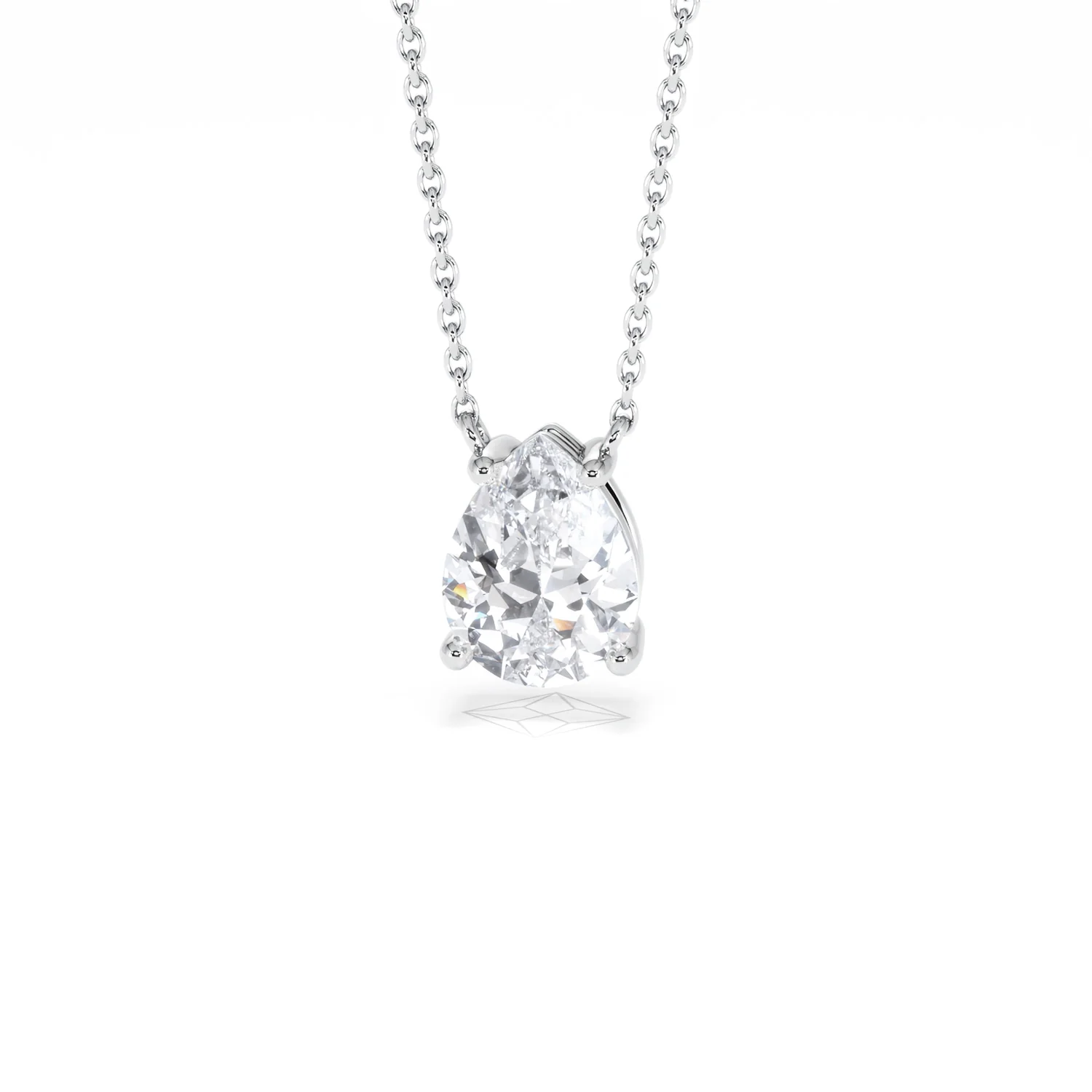 Wanderlust Floating Pear Cut Lab Diamond Solitaire Necklace 1.50ct H/Si in 9K White Gold - Image 88