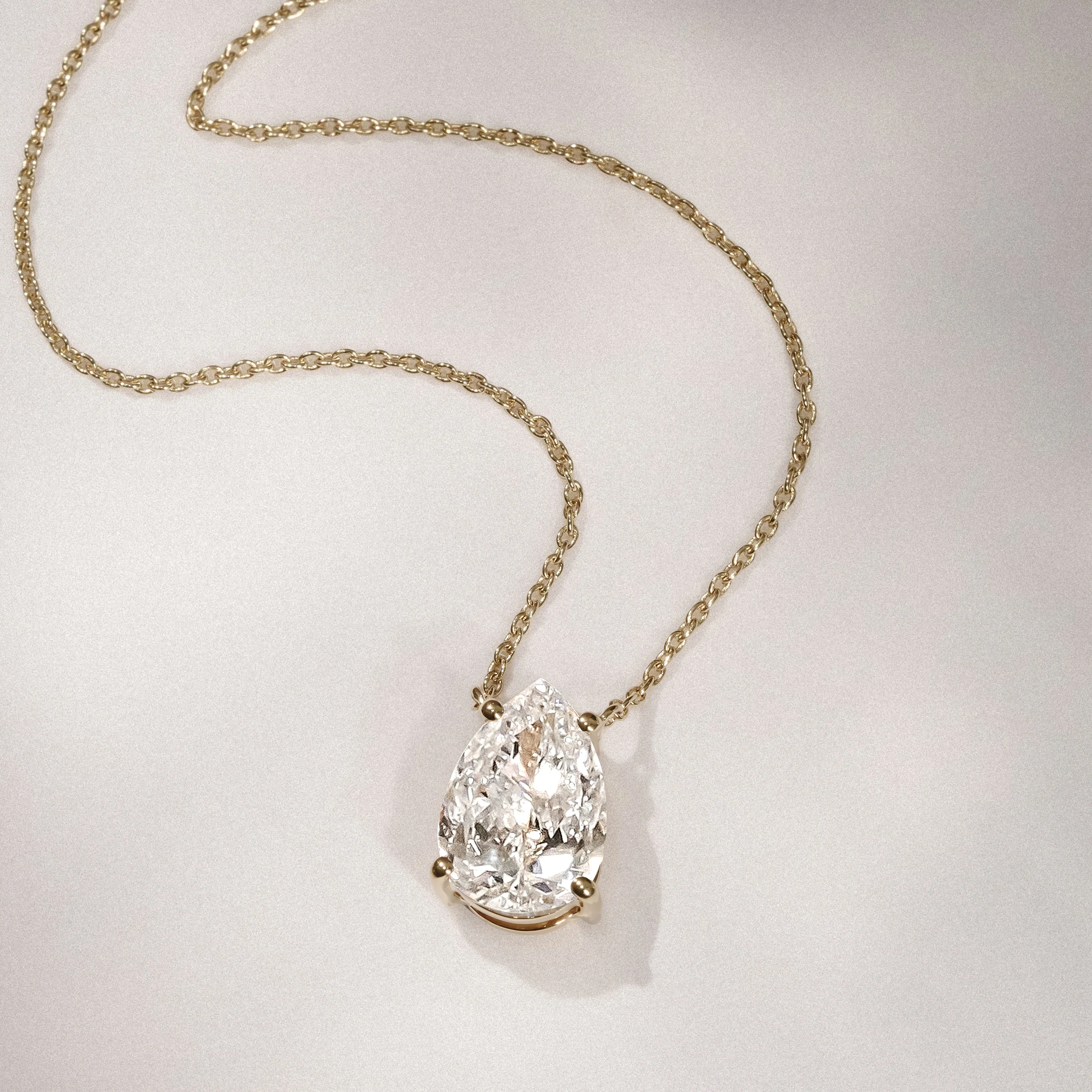 Wanderlust Floating Pear Cut Lab Diamond Solitaire Necklace 2.00ct H/SI in 9K Gold,Premium - Image 7