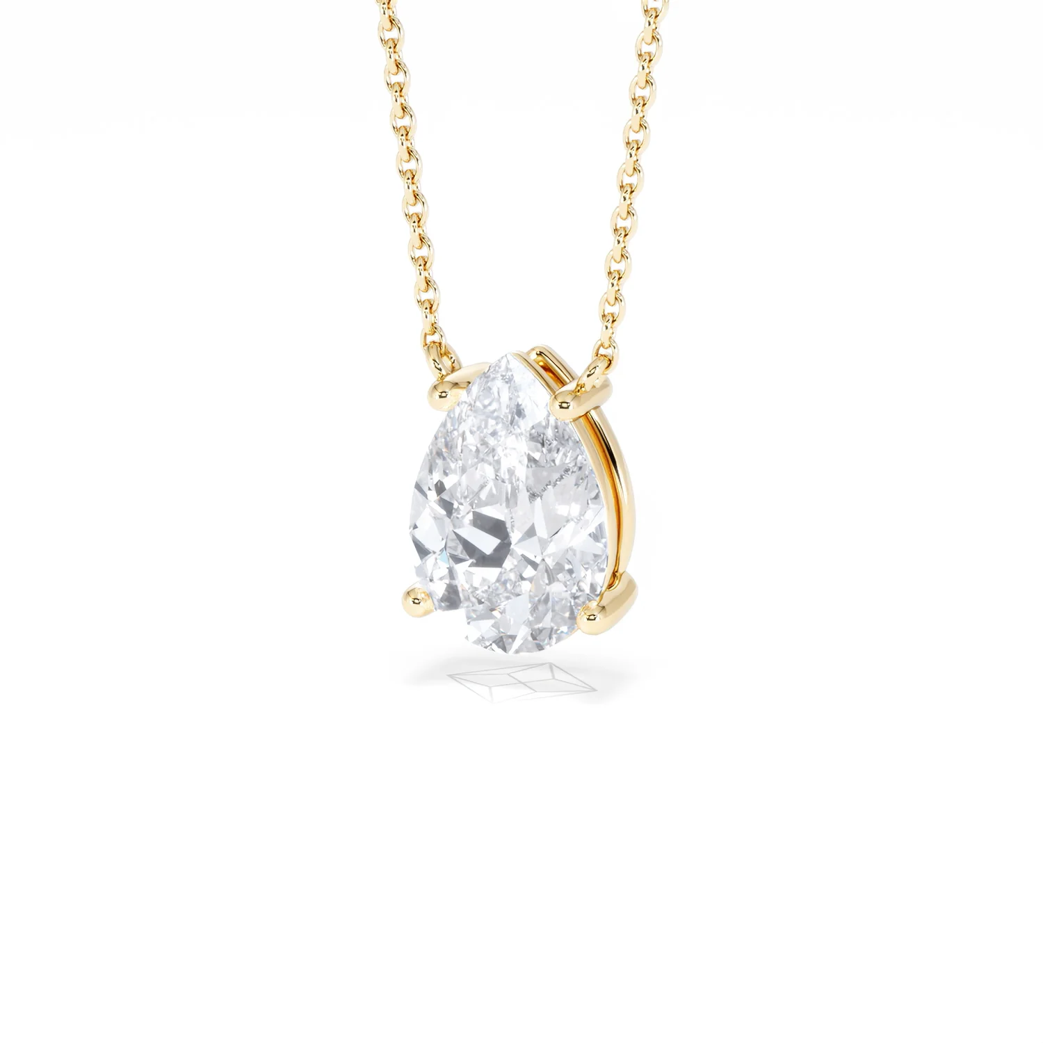 Wanderlust Floating Pear Cut Lab Diamond Solitaire Necklace 2.00ct H/SI in 9K Gold,Premium - Image 85