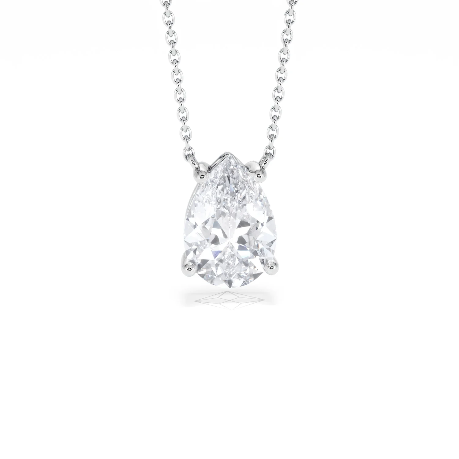 Wanderlust Floating Pear Cut Lab Diamond Solitaire Necklace 2.00ct H/SI in 9K White Gold - Image 11