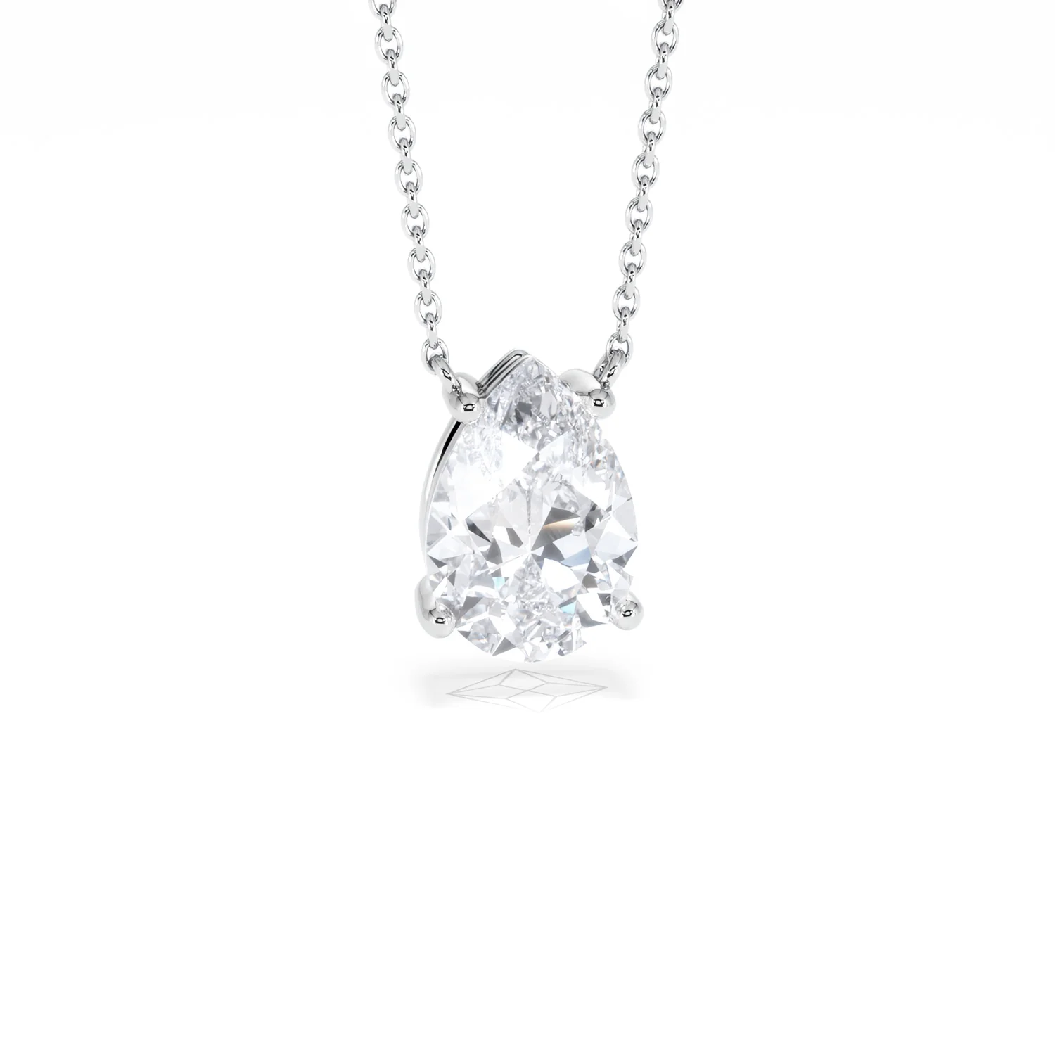 Wanderlust Floating Pear Cut Lab Diamond Solitaire Necklace 2.00ct H/SI in 9K White Gold - Image 12