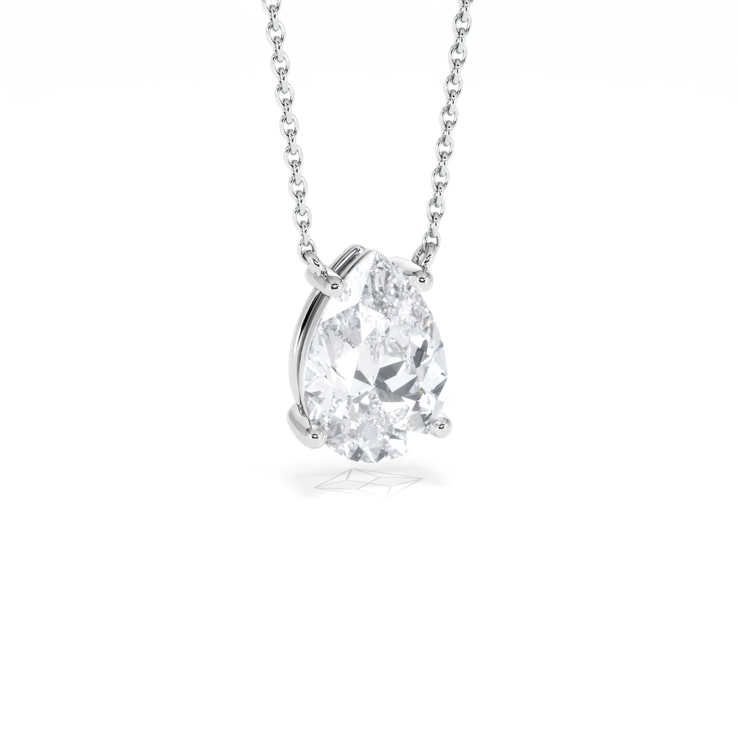 Wanderlust Floating Pear Cut Lab Diamond Solitaire Necklace 2.00ct H/SI in 9K White Gold - Image 14