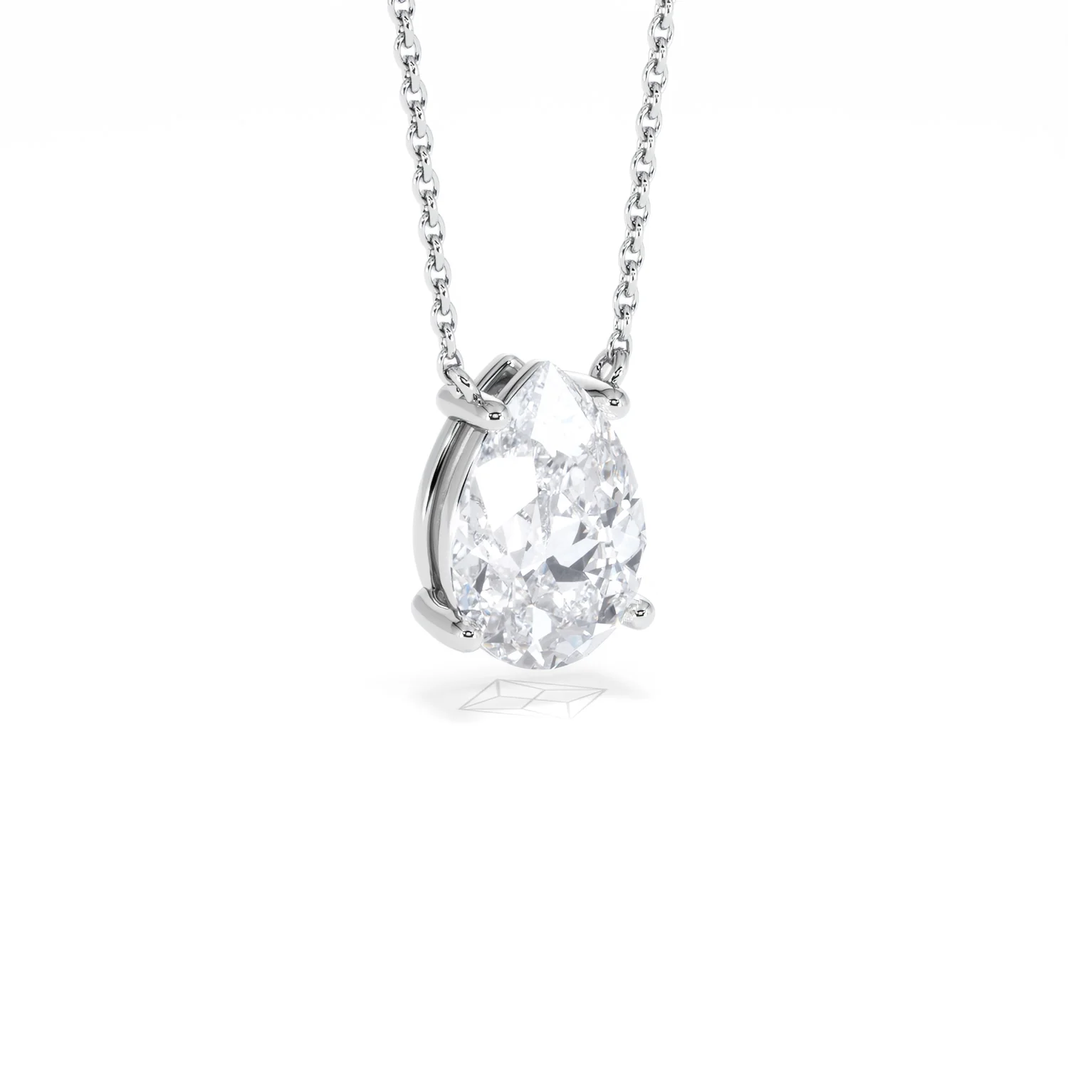 Wanderlust Floating Pear Cut Lab Diamond Solitaire Necklace 2.00ct H/SI in 9K White Gold - Image 16