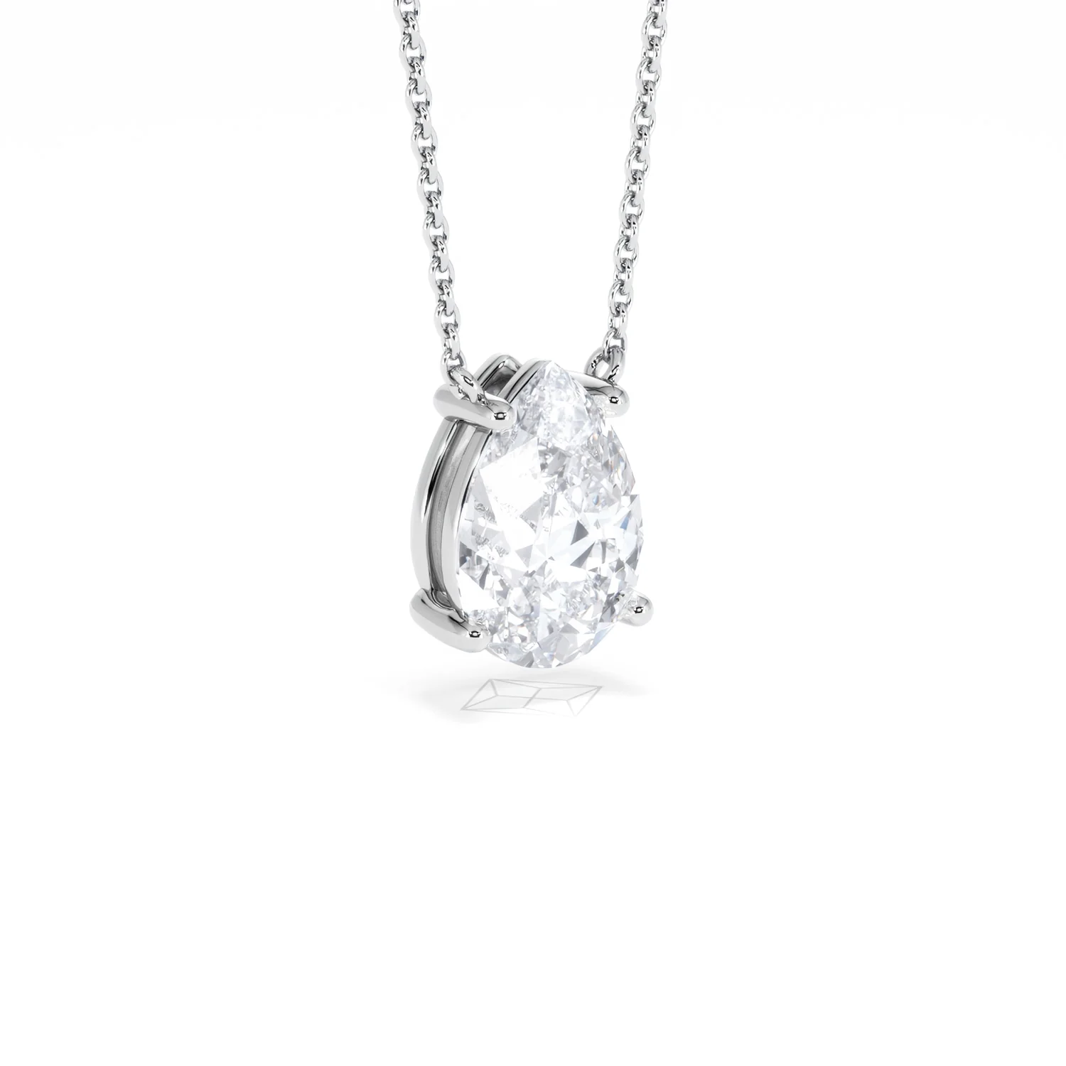 Wanderlust Floating Pear Cut Lab Diamond Solitaire Necklace 2.00ct H/SI in 9K White Gold - Image 17