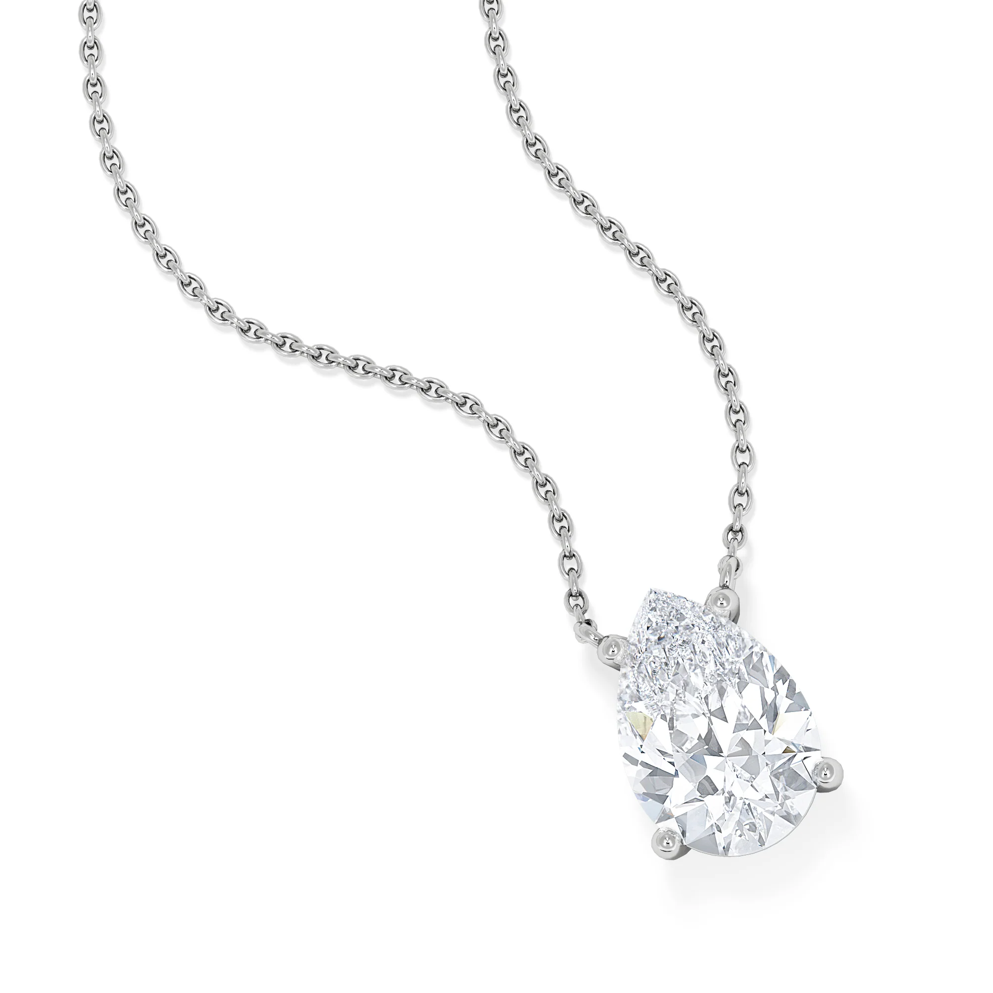 Wanderlust Floating Pear Cut Lab Diamond Solitaire Necklace 2.00ct H/SI in 9K White Gold - Image 3