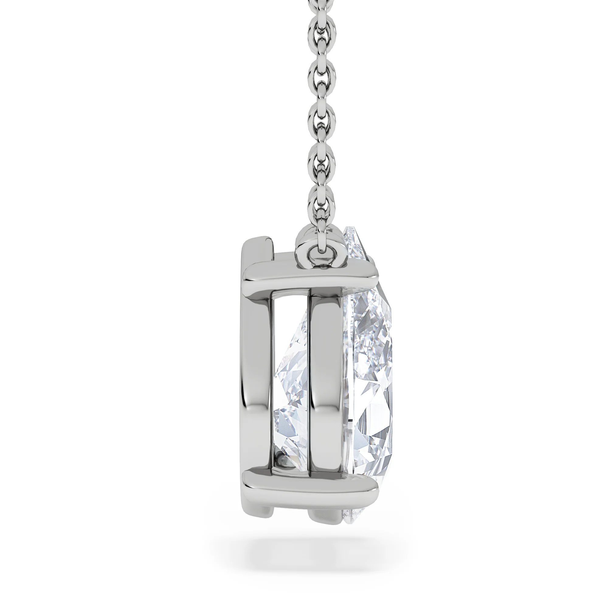 Wanderlust Floating Pear Cut Lab Diamond Solitaire Necklace 2.00ct H/SI in 9K White Gold - Image 5