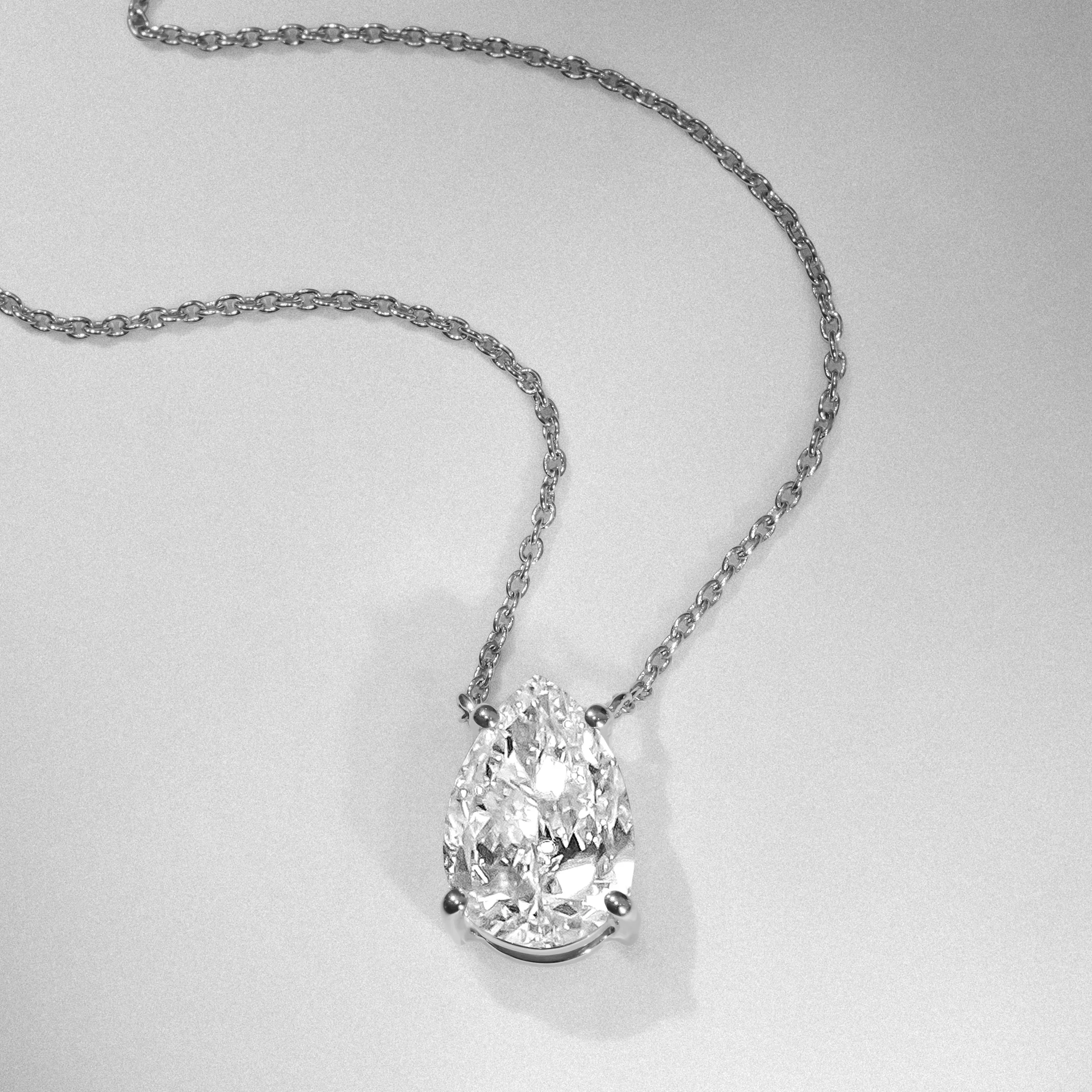 Wanderlust Floating Pear Cut Lab Diamond Solitaire Necklace 2.00ct H/SI in 9K White Gold - Image 7
