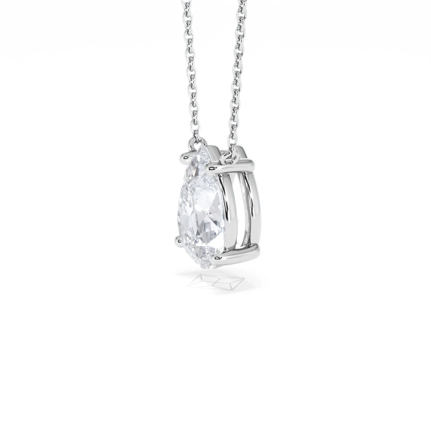 Wanderlust Floating Pear Cut Lab Diamond Solitaire Necklace 2.00ct H/SI in 9K White Gold - Image 76