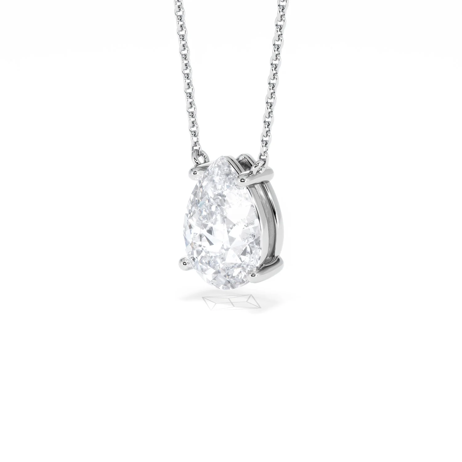Wanderlust Floating Pear Cut Lab Diamond Solitaire Necklace 2.00ct H/SI in 9K White Gold - Image 82
