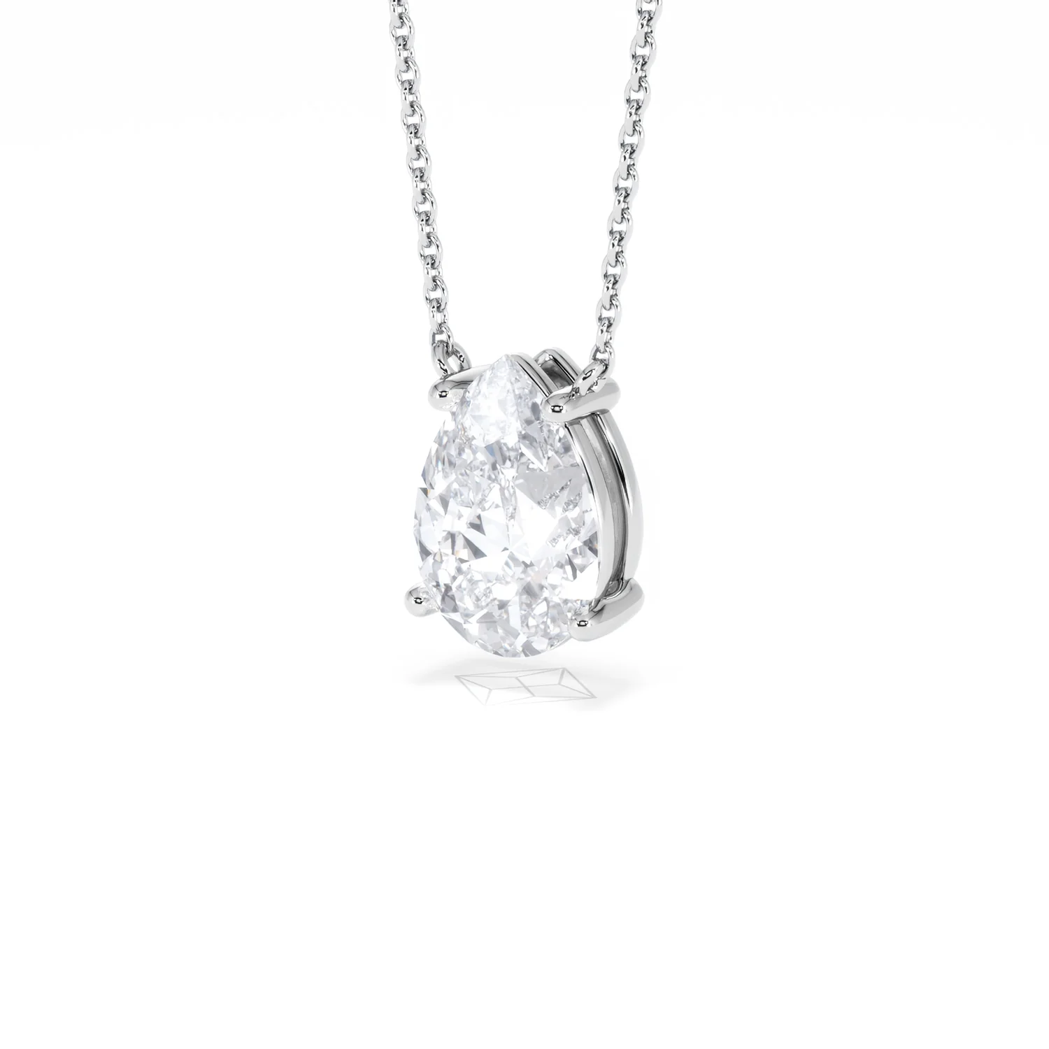 Wanderlust Floating Pear Cut Lab Diamond Solitaire Necklace 2.00ct H/SI in 9K White Gold - Image 83