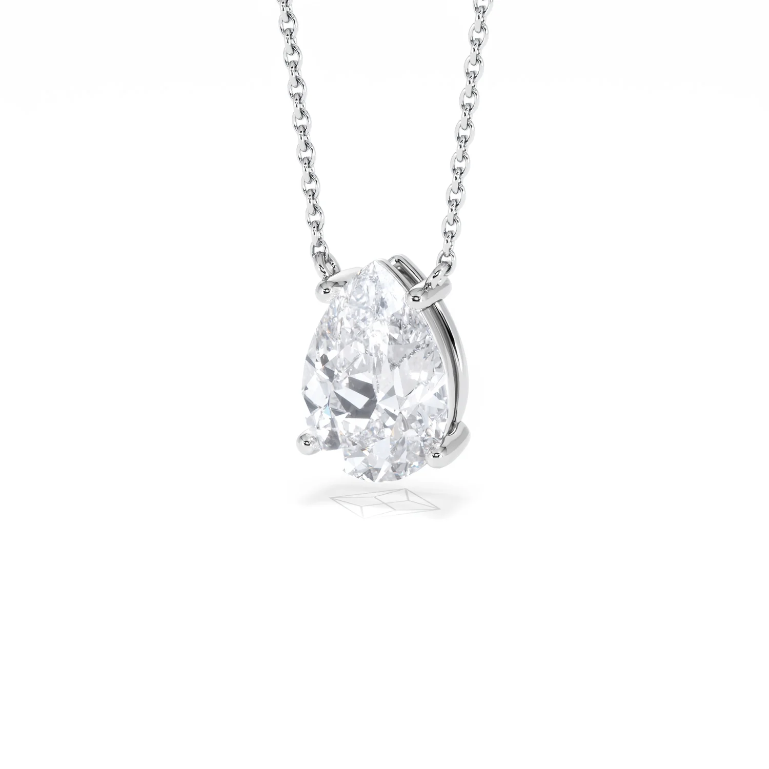 Wanderlust Floating Pear Cut Lab Diamond Solitaire Necklace 2.00ct H/SI in 9K White Gold - Image 85