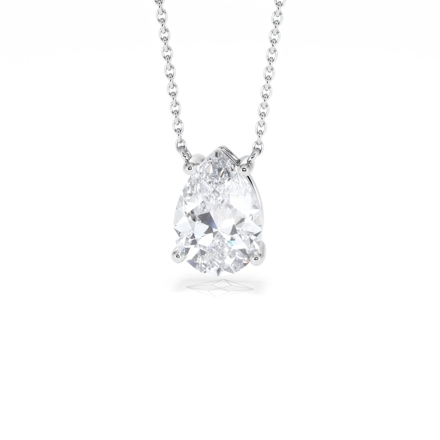 Wanderlust Floating Pear Cut Lab Diamond Solitaire Necklace 2.00ct H/SI in 9K White Gold - Image 88