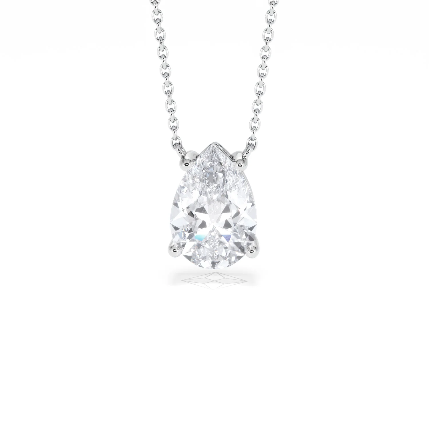 Wanderlust Floating Pear Cut Lab Diamond Solitaire Necklace 2.00ct H/SI in 9K White Gold - Image 89