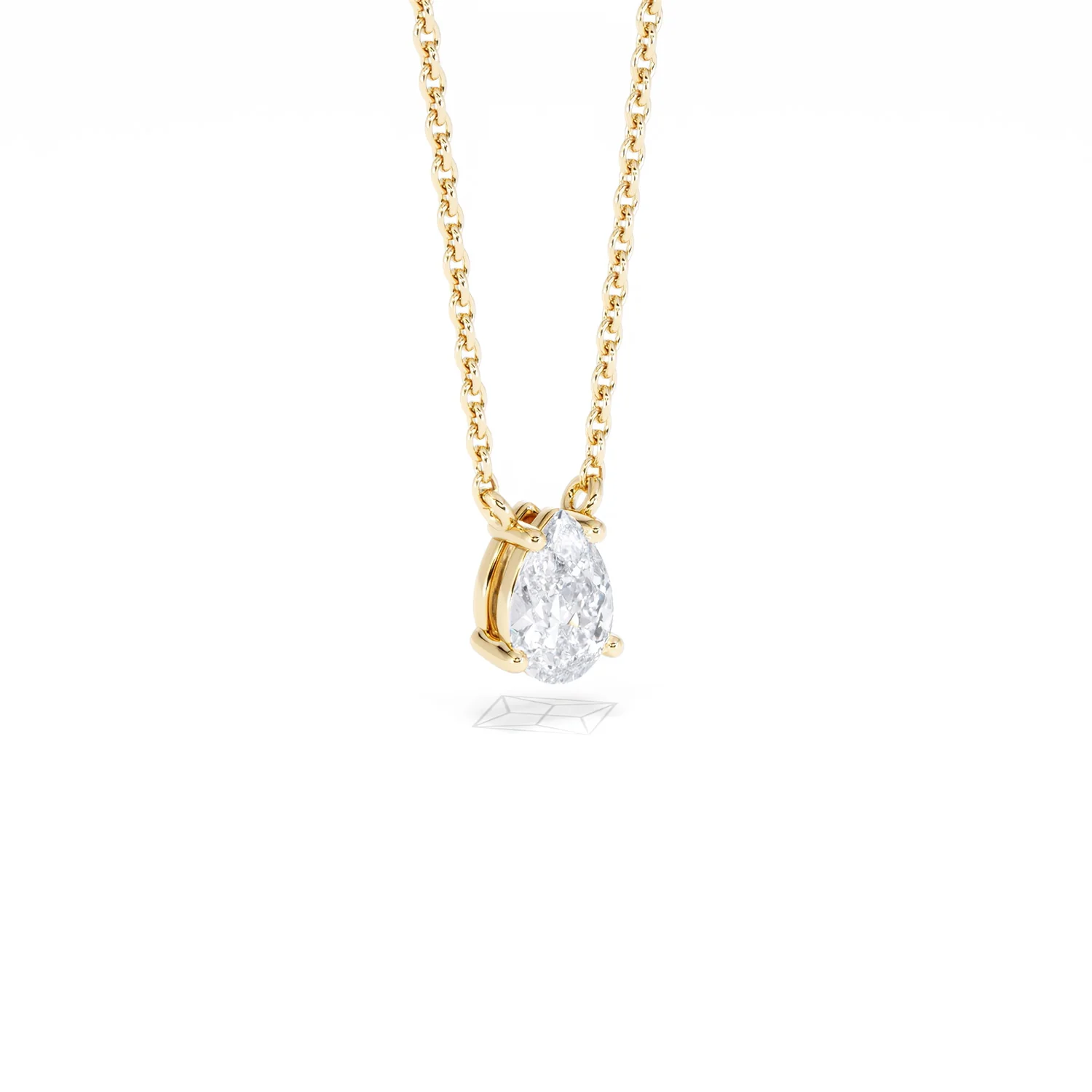 Wanderlust Floating Pear Cut Lab Diamond Solitaire Neclace 0.50ct H/SI in 9K Gold - Image 17