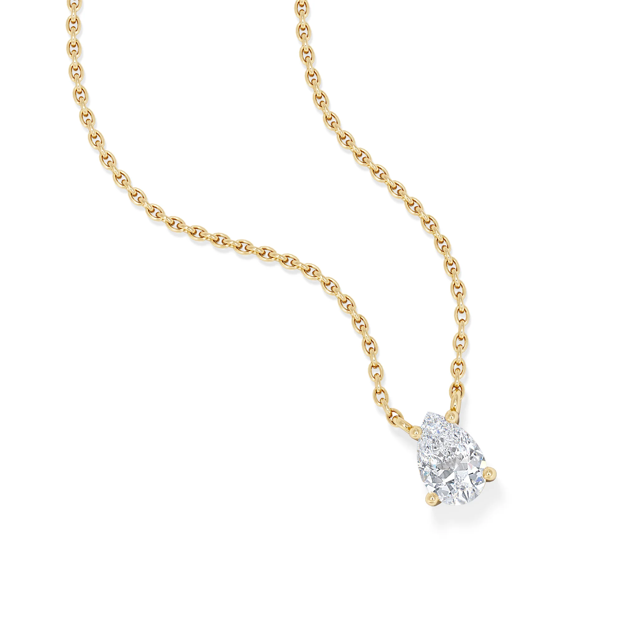 Wanderlust Floating Pear Cut Lab Diamond Solitaire Neclace 0.50ct H/SI in 9K Gold - Image 3