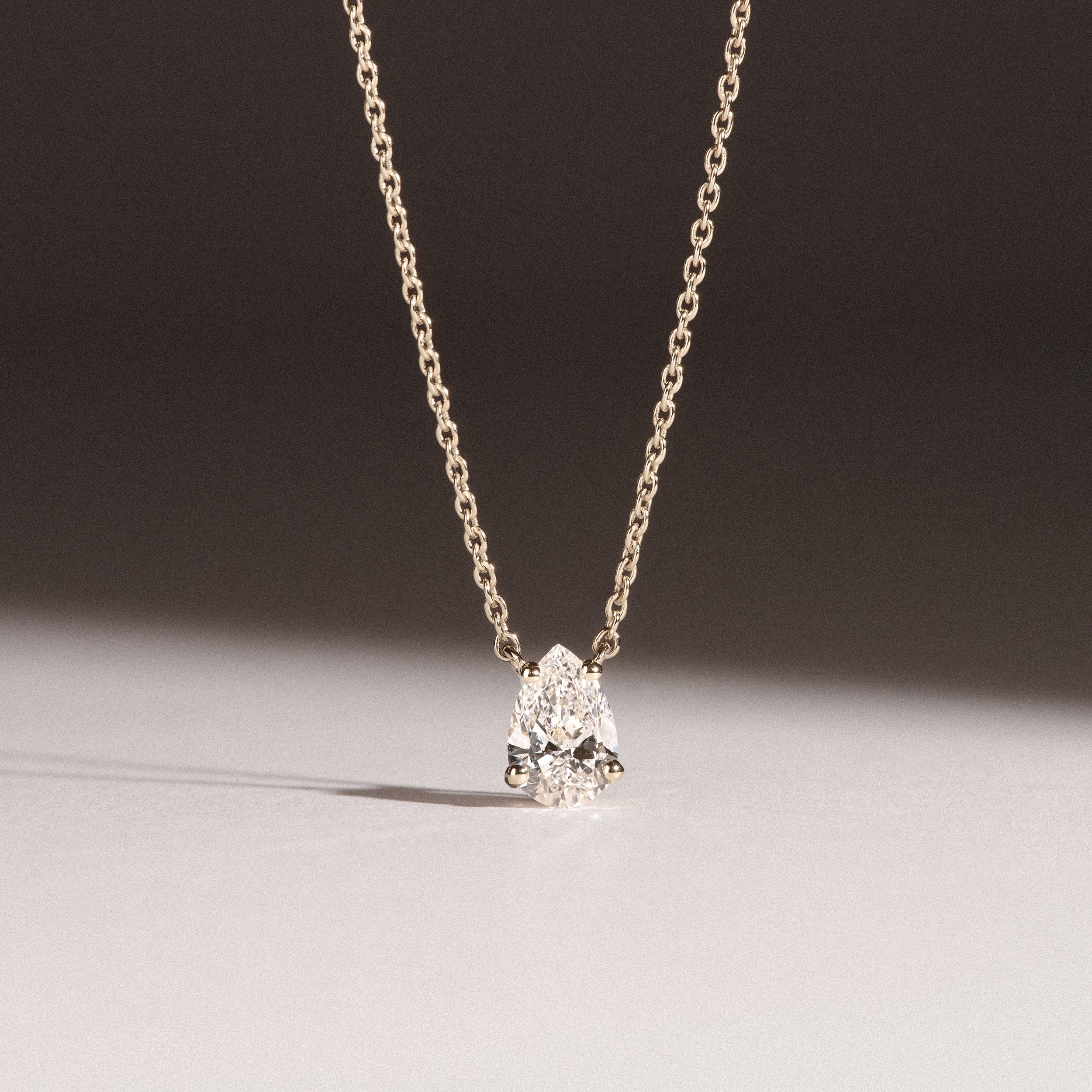 Wanderlust Floating Pear Cut Lab Diamond Solitaire Neclace 0.50ct H/SI in 9K Gold - Image 6