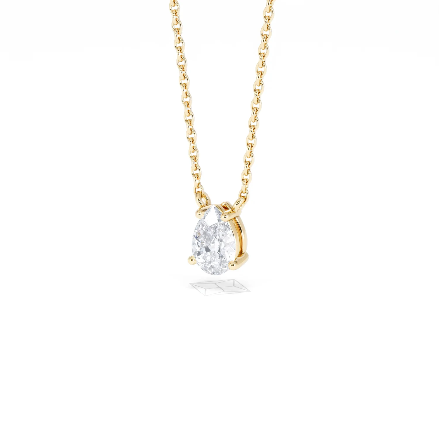 Wanderlust Floating Pear Cut Lab Diamond Solitaire Neclace 0.50ct H/SI in 9K Gold - Image 84