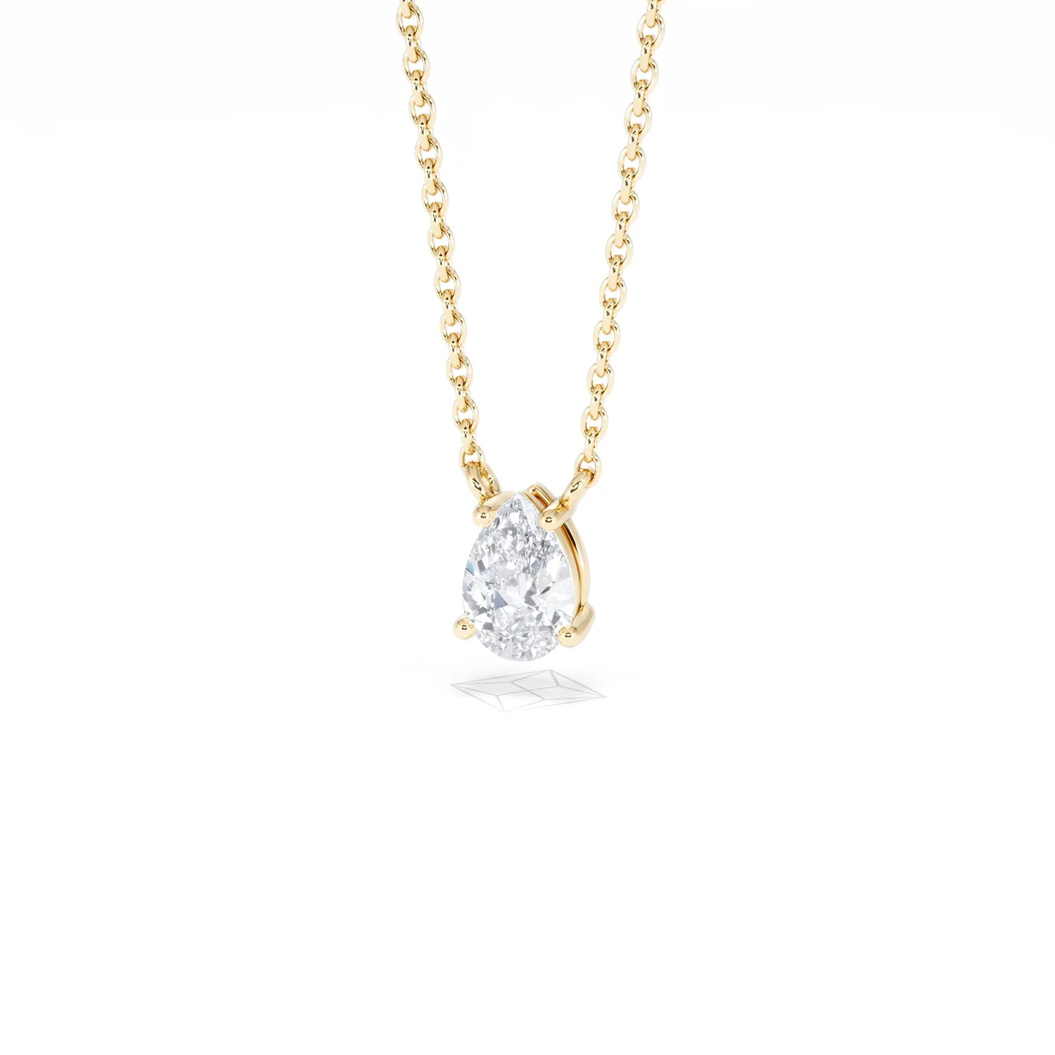 Wanderlust Floating Pear Cut Lab Diamond Solitaire Neclace 0.50ct H/SI in 9K Gold - Image 86