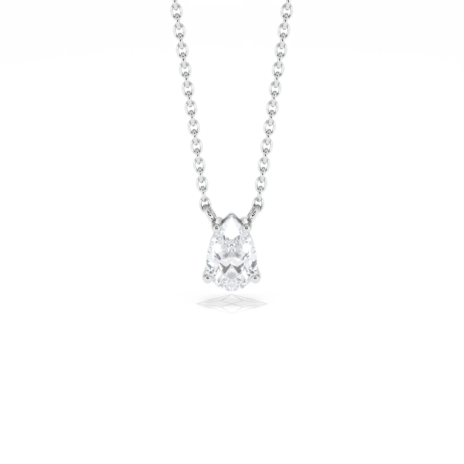 Wanderlust Floating Pear Cut Lab Diamond Solitaire Neclace in 0.50ct H/SI 9K White Gold - Image 11