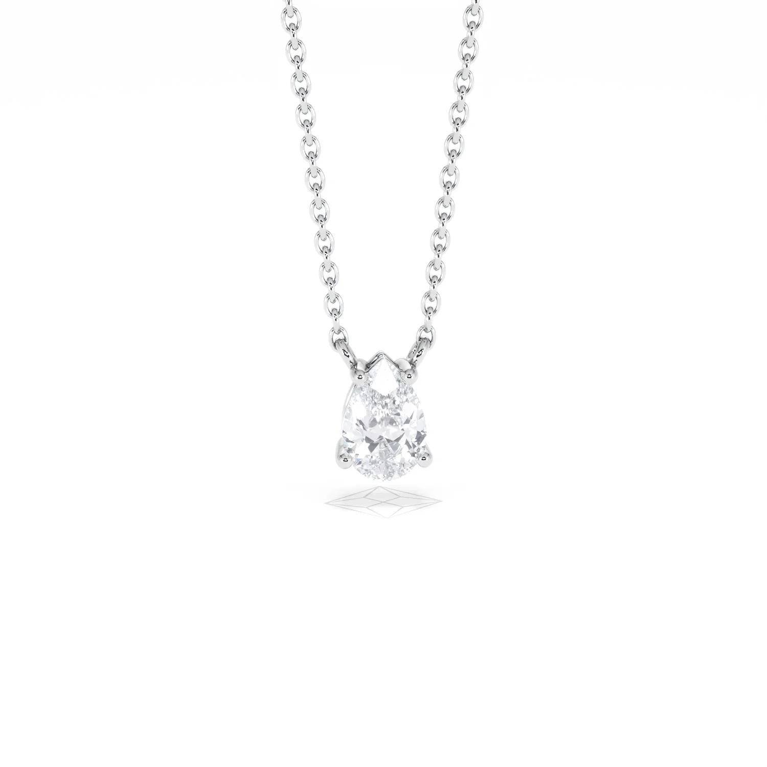 Wanderlust Floating Pear Cut Lab Diamond Solitaire Neclace in 0.50ct H/SI 9K White Gold - Image 12