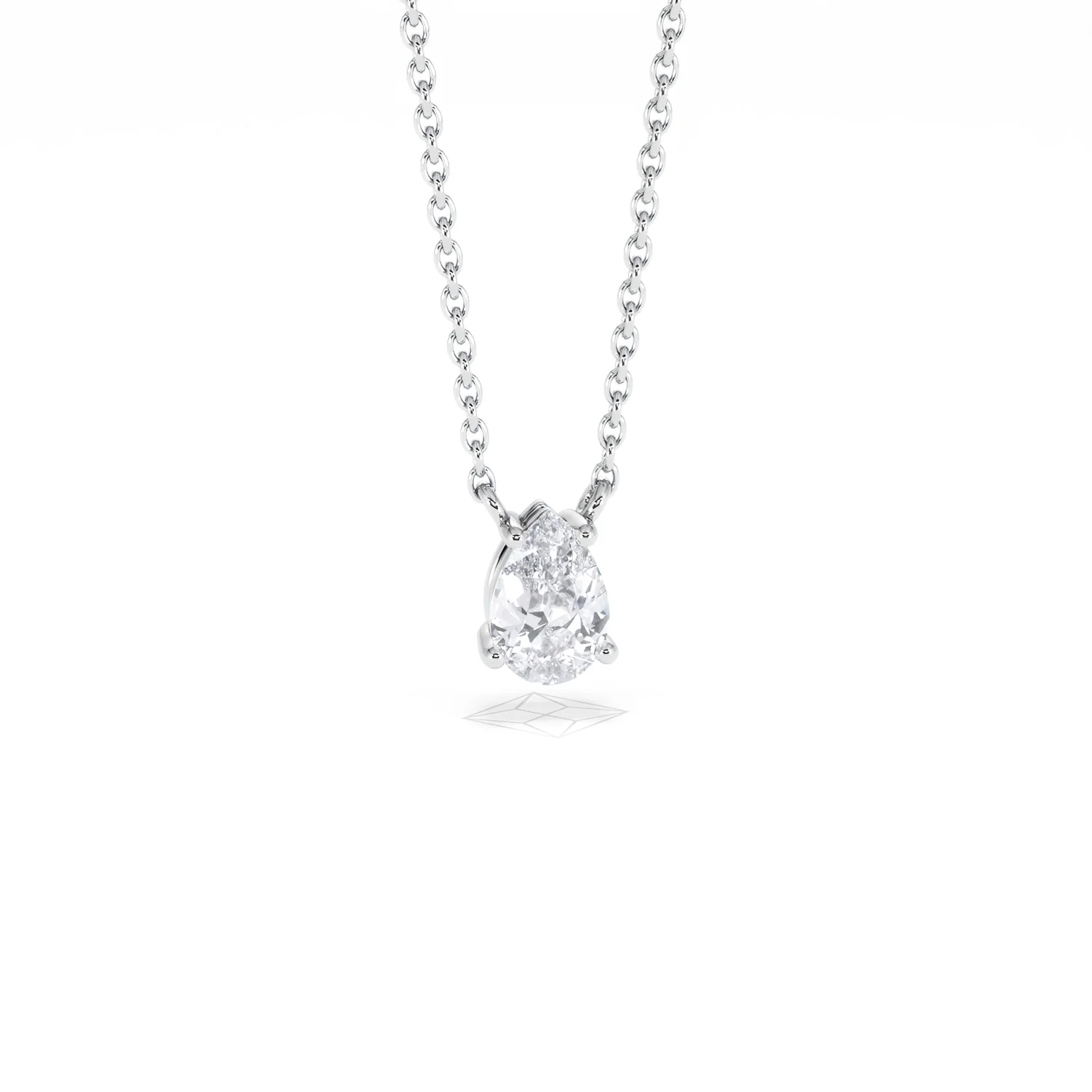 Wanderlust Floating Pear Cut Lab Diamond Solitaire Neclace in 0.50ct H/SI 9K White Gold - Image 13