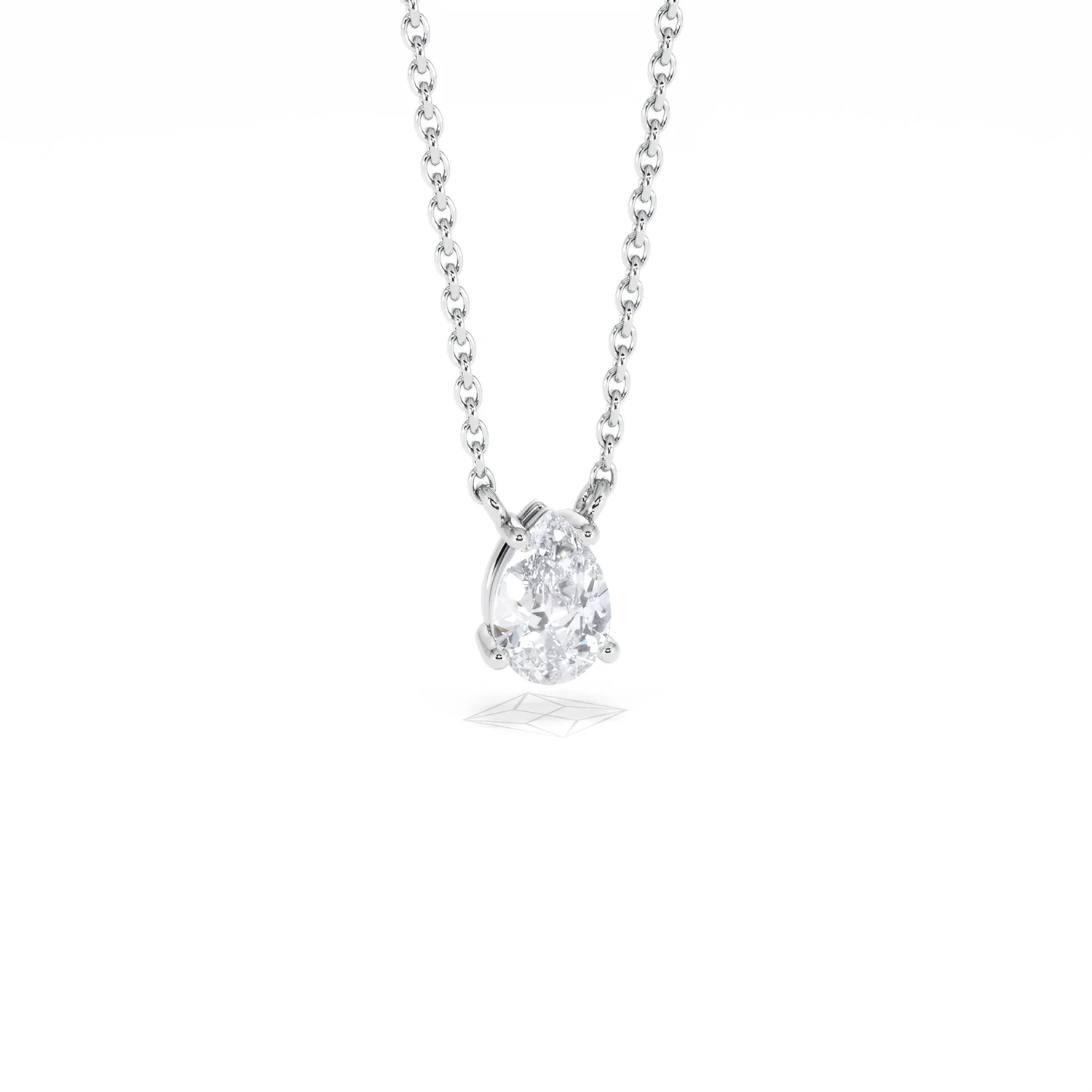 Wanderlust Floating Pear Cut Lab Diamond Solitaire Neclace in 0.50ct H/SI 9K White Gold - Image 14