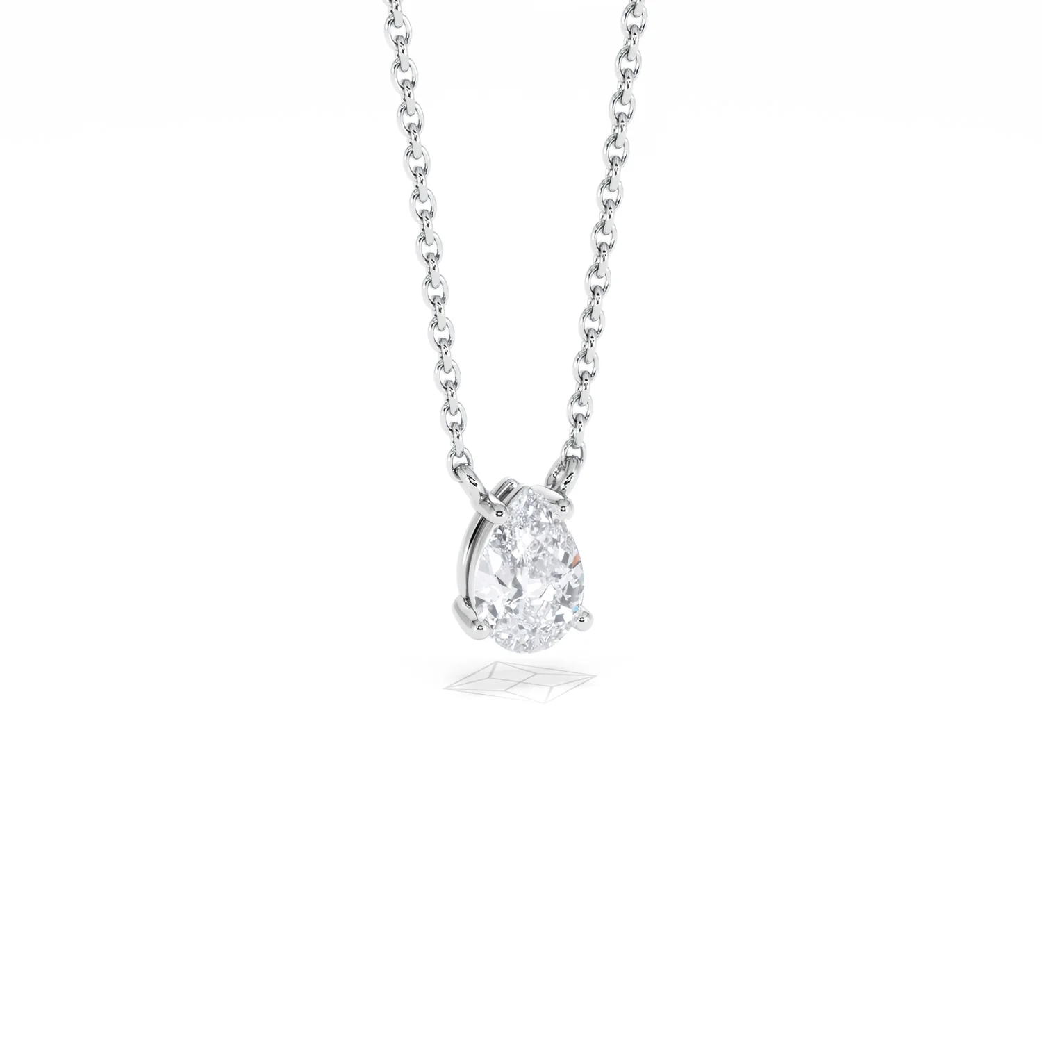 Wanderlust Floating Pear Cut Lab Diamond Solitaire Neclace in 0.50ct H/SI 9K White Gold - Image 15
