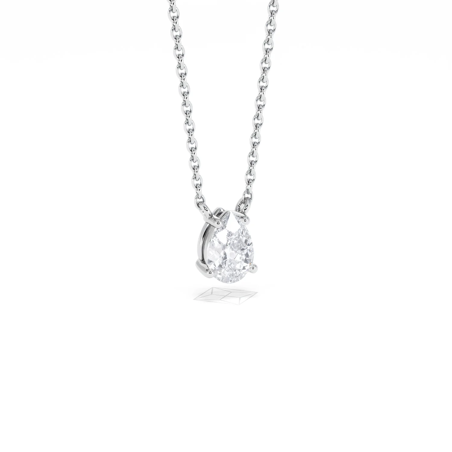 Wanderlust Floating Pear Cut Lab Diamond Solitaire Neclace in 0.50ct H/SI 9K White Gold - Image 16