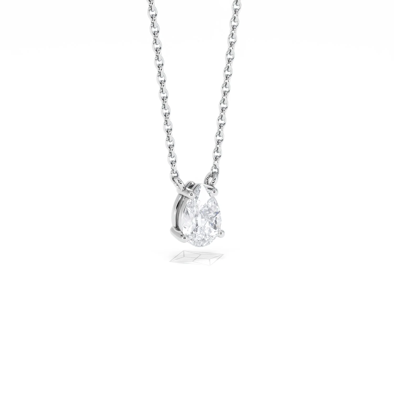Wanderlust Floating Pear Cut Lab Diamond Solitaire Neclace in 0.50ct H/SI 9K White Gold - Image 17