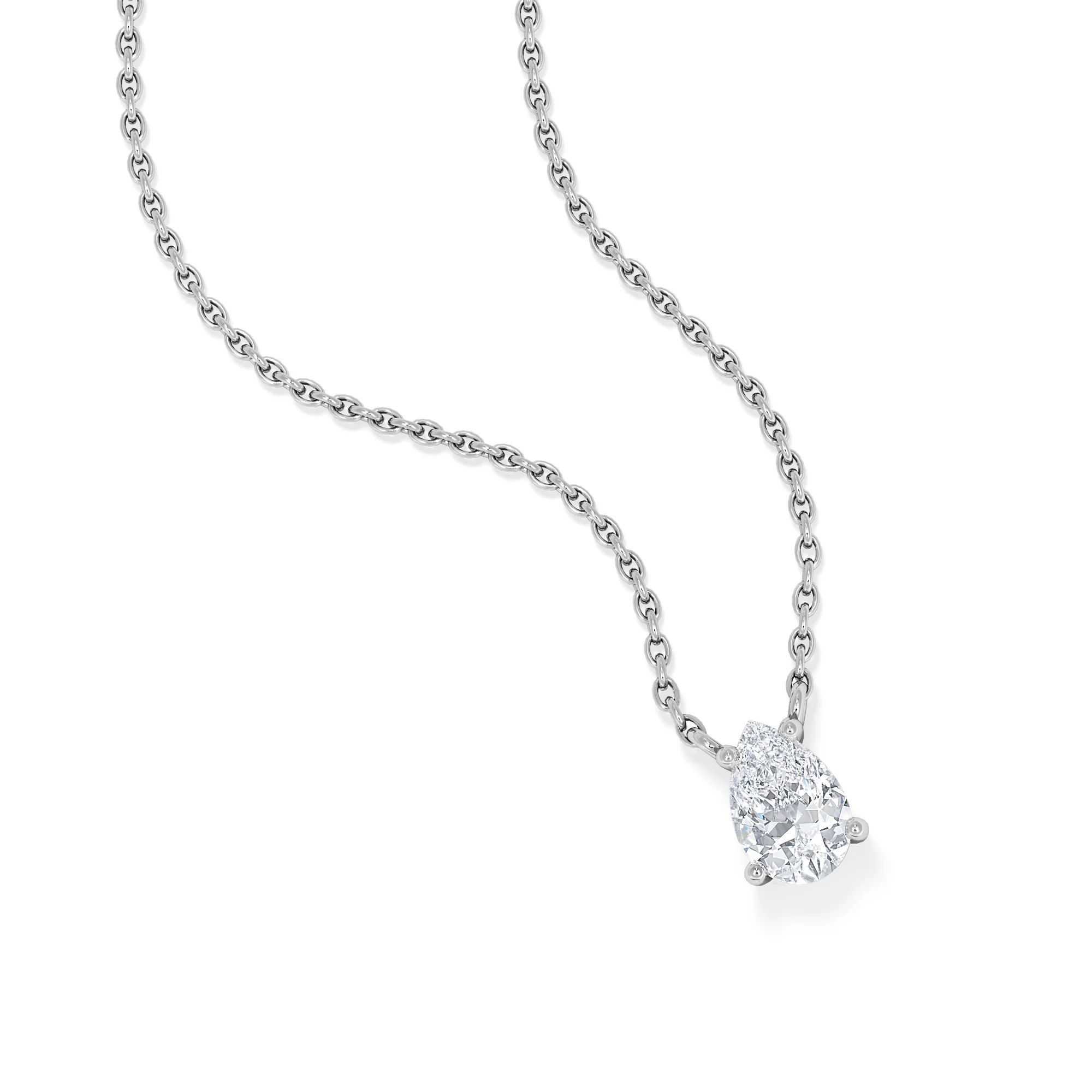 Wanderlust Floating Pear Cut Lab Diamond Solitaire Neclace in 0.50ct H/SI 9K White Gold - Image 3