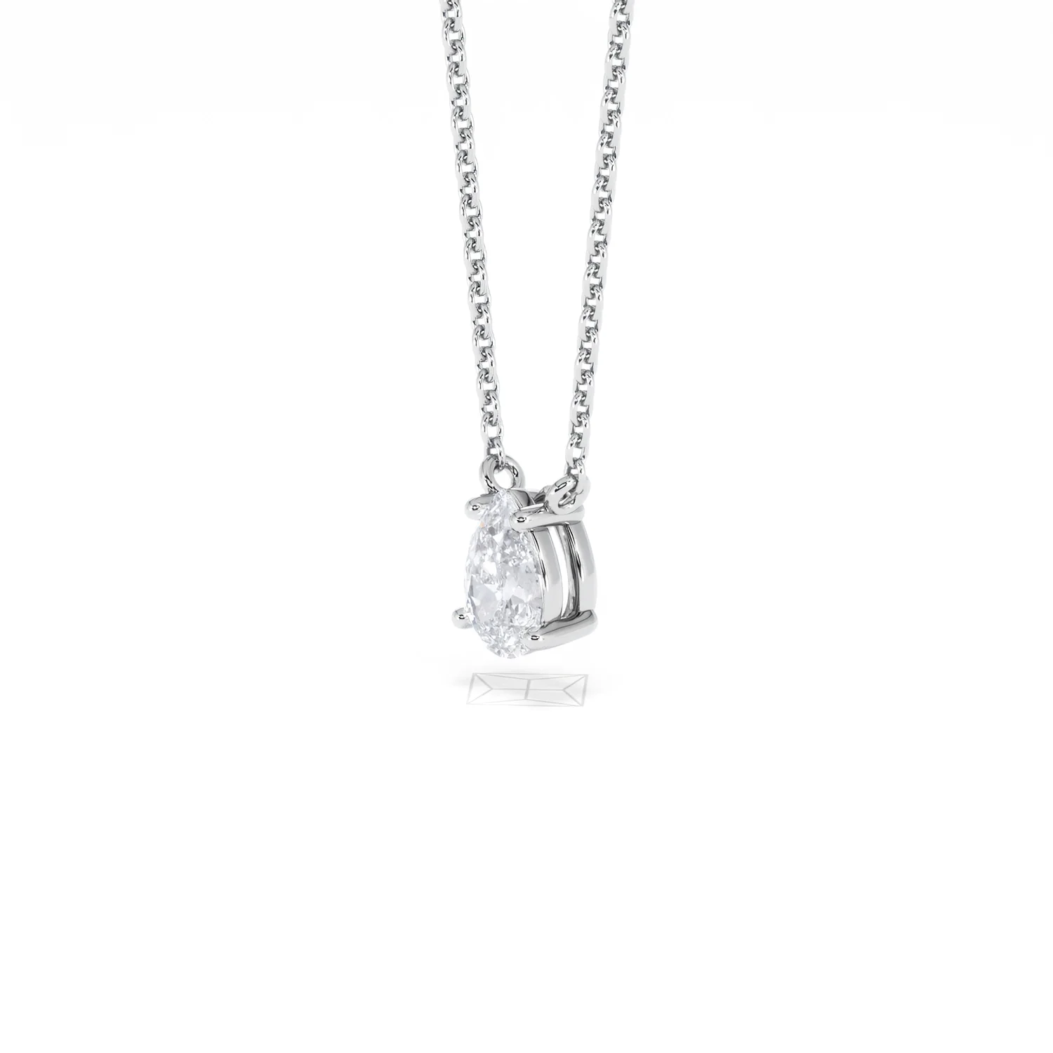 Wanderlust Floating Pear Cut Lab Diamond Solitaire Neclace in 0.50ct H/SI 9K White Gold - Image 80