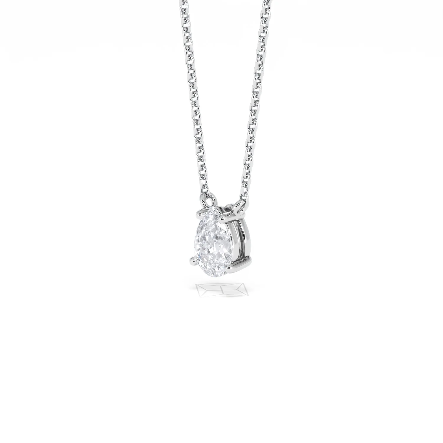 Wanderlust Floating Pear Cut Lab Diamond Solitaire Neclace in 0.50ct H/SI 9K White Gold - Image 82