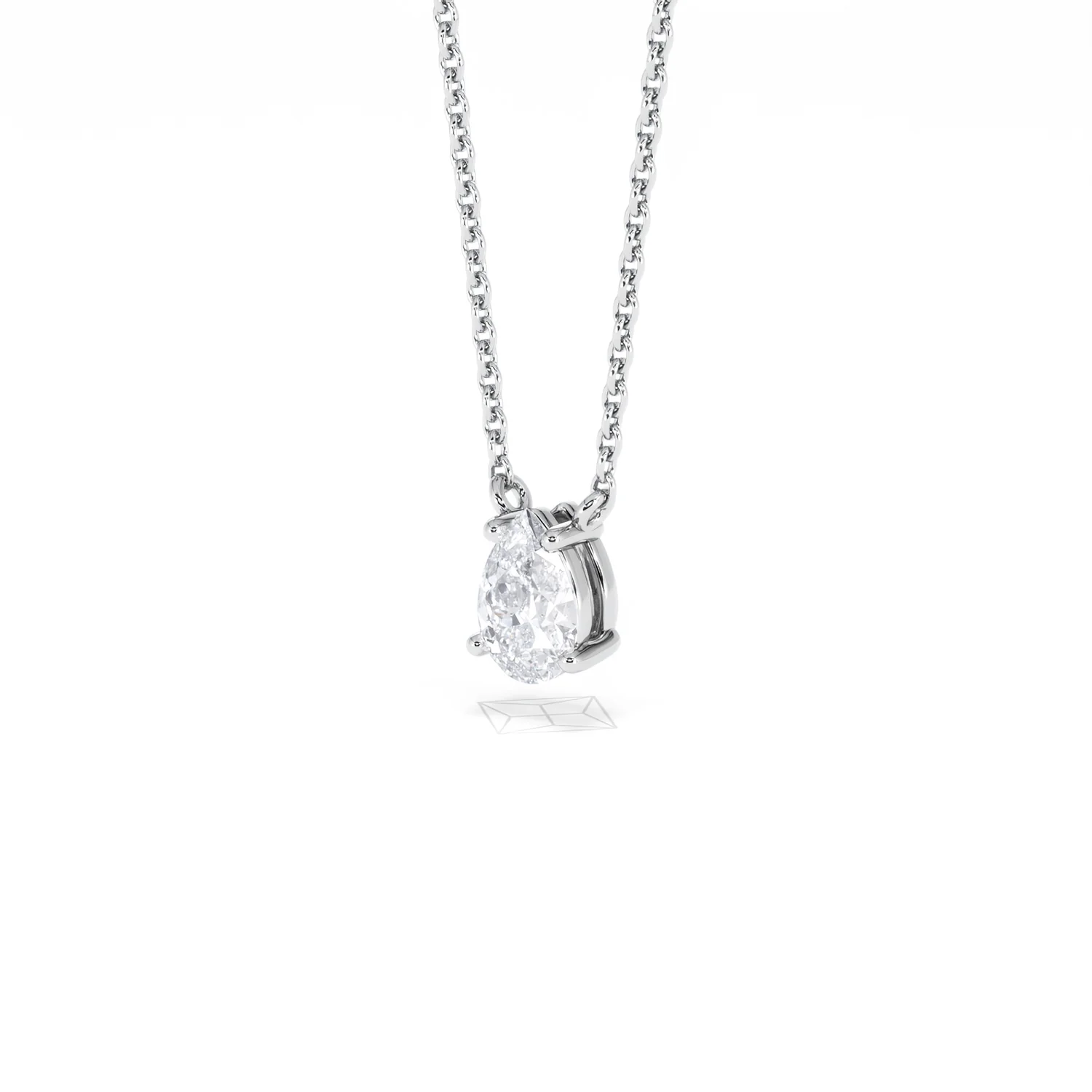 Wanderlust Floating Pear Cut Lab Diamond Solitaire Neclace in 0.50ct H/SI 9K White Gold - Image 83