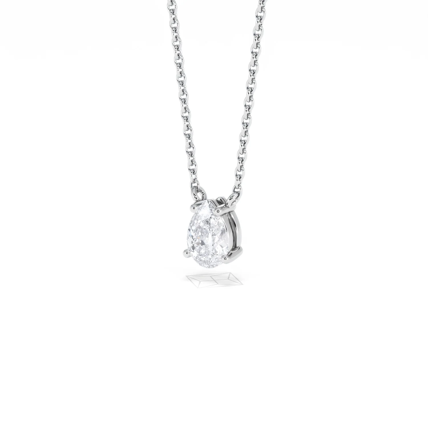 Wanderlust Floating Pear Cut Lab Diamond Solitaire Neclace in 0.50ct H/SI 9K White Gold - Image 84
