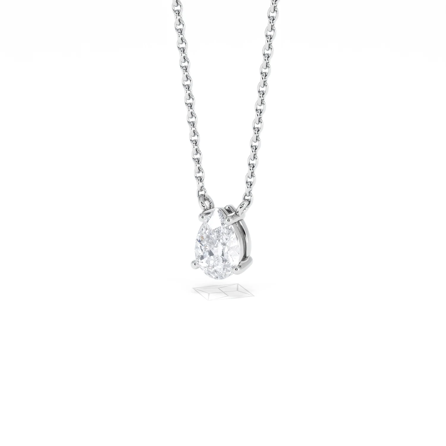 Wanderlust Floating Pear Cut Lab Diamond Solitaire Neclace in 0.50ct H/SI 9K White Gold - Image 85
