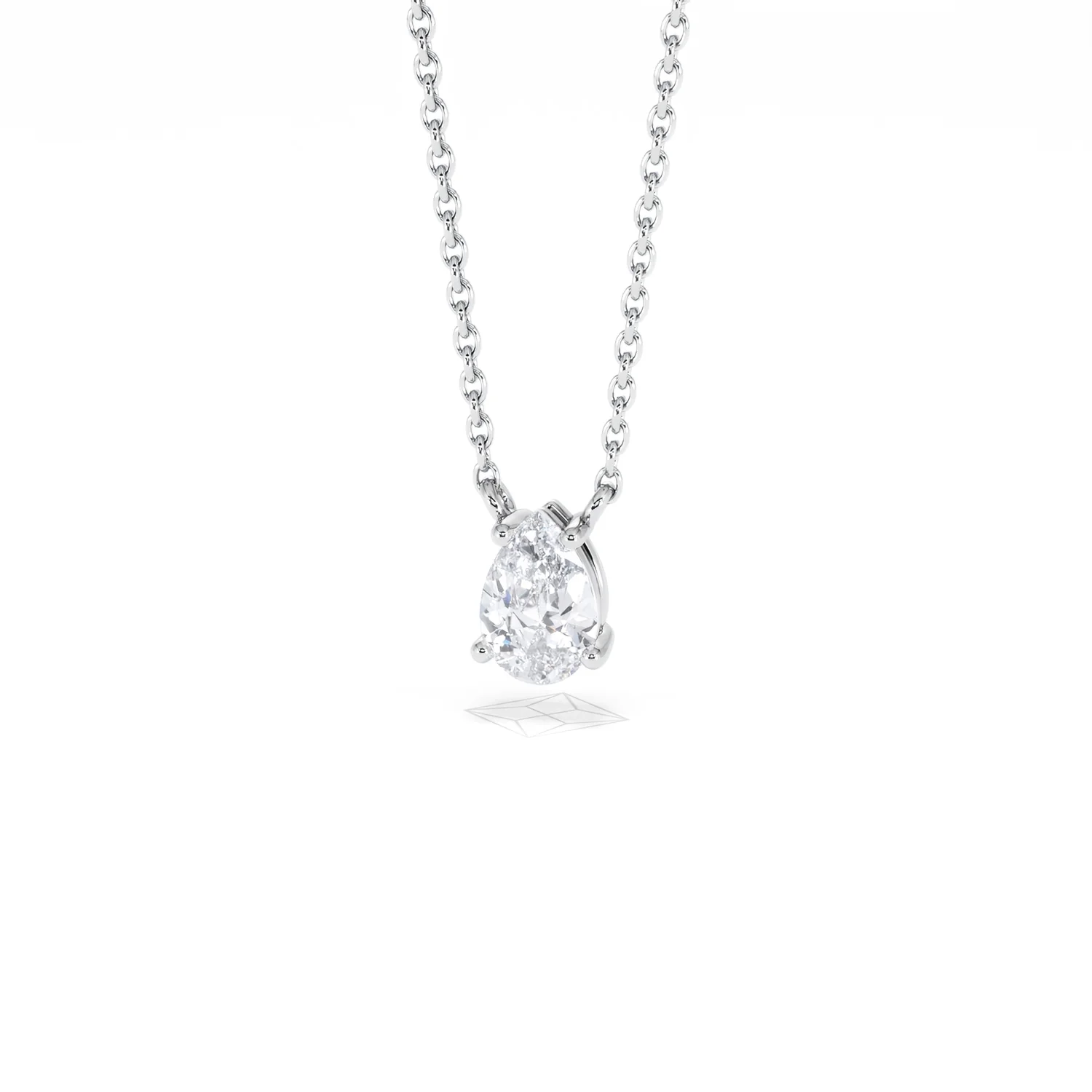 Wanderlust Floating Pear Cut Lab Diamond Solitaire Neclace in 0.50ct H/SI 9K White Gold - Image 88