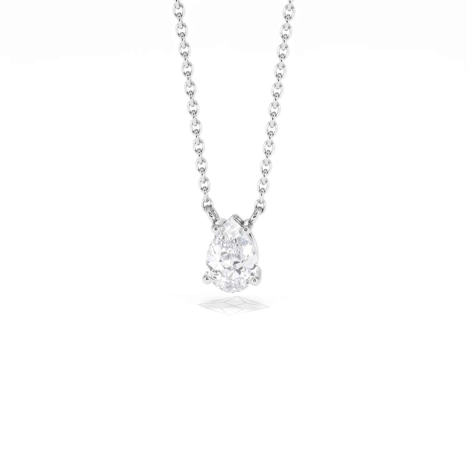 Wanderlust Floating Pear Cut Lab Diamond Solitaire Neclace in 0.50ct H/SI 9K White Gold - Image 89