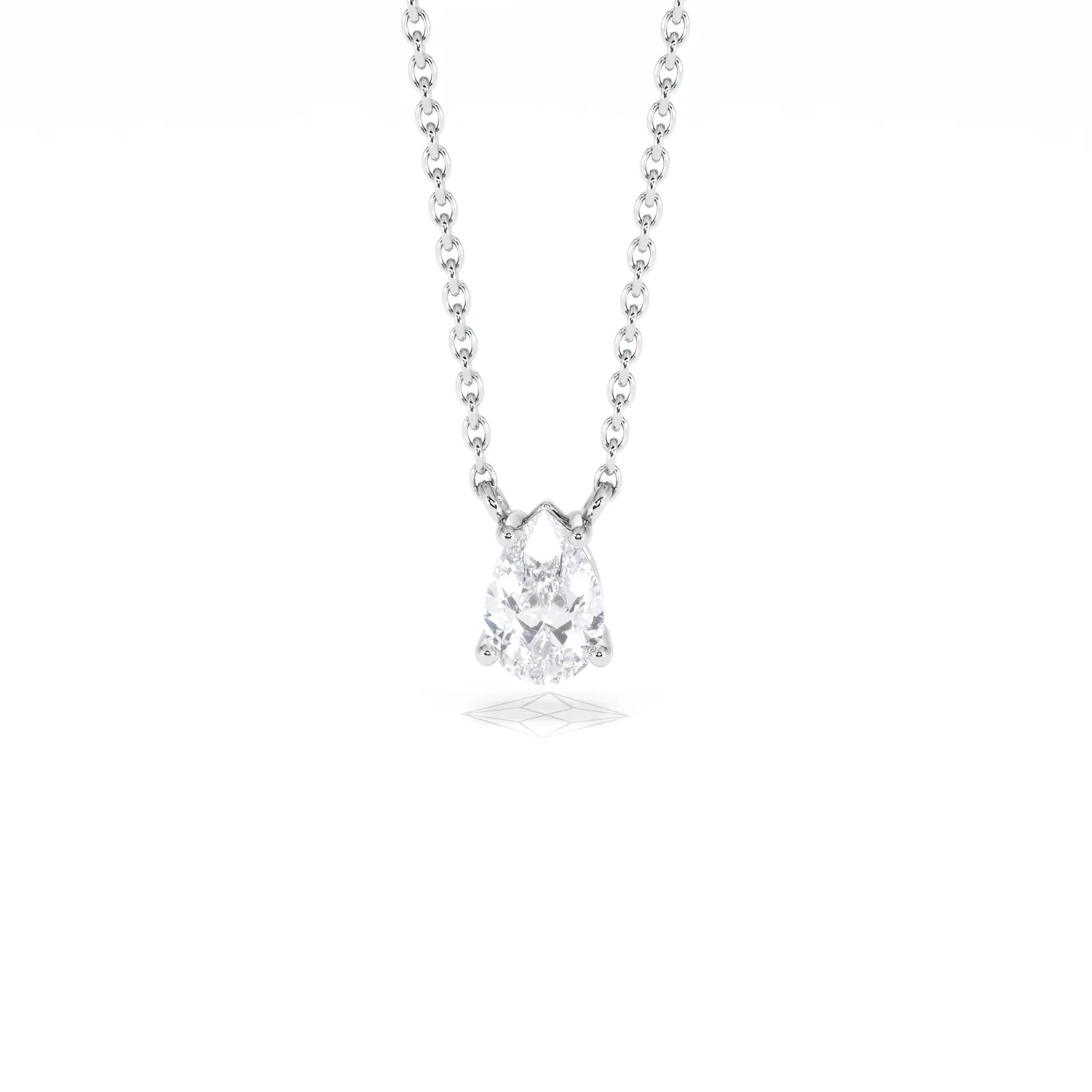 Wanderlust Floating Pear Cut Lab Diamond Solitaire Neclace in 0.50ct H/SI 9K White Gold - Image 90
