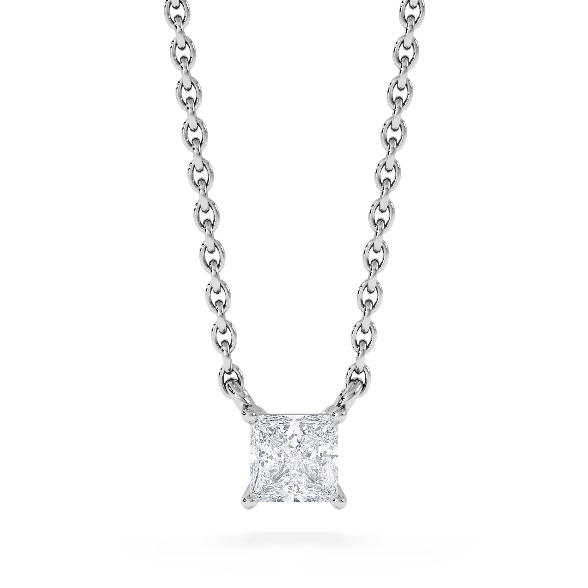 Wanderlust Floating Princess Cut Lab Diamond Solitaire Necklace 0.25ct H/SI in 925 Silver