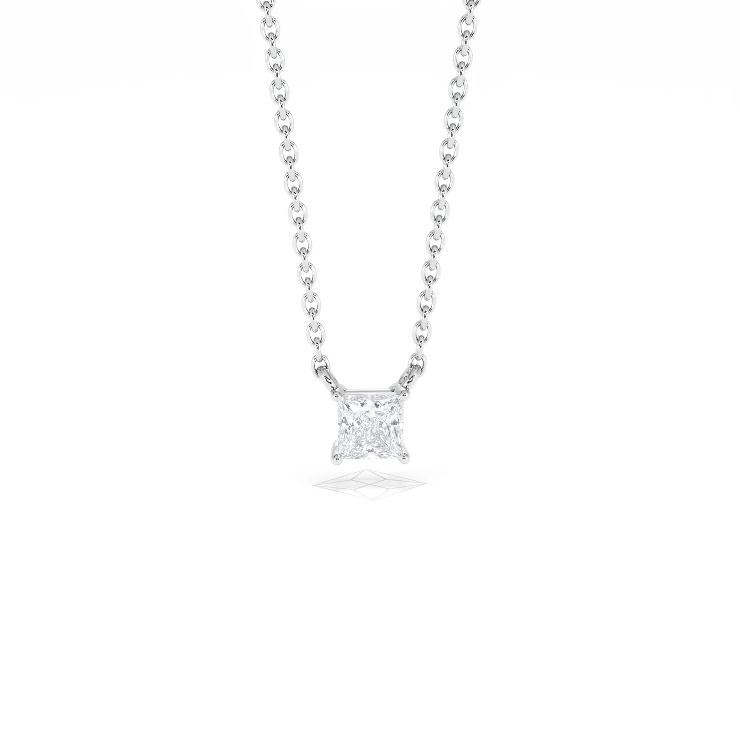 Wanderlust Floating Princess Cut Lab Diamond Solitaire Necklace 0.25ct H/SI in 925 Silver - Image 10