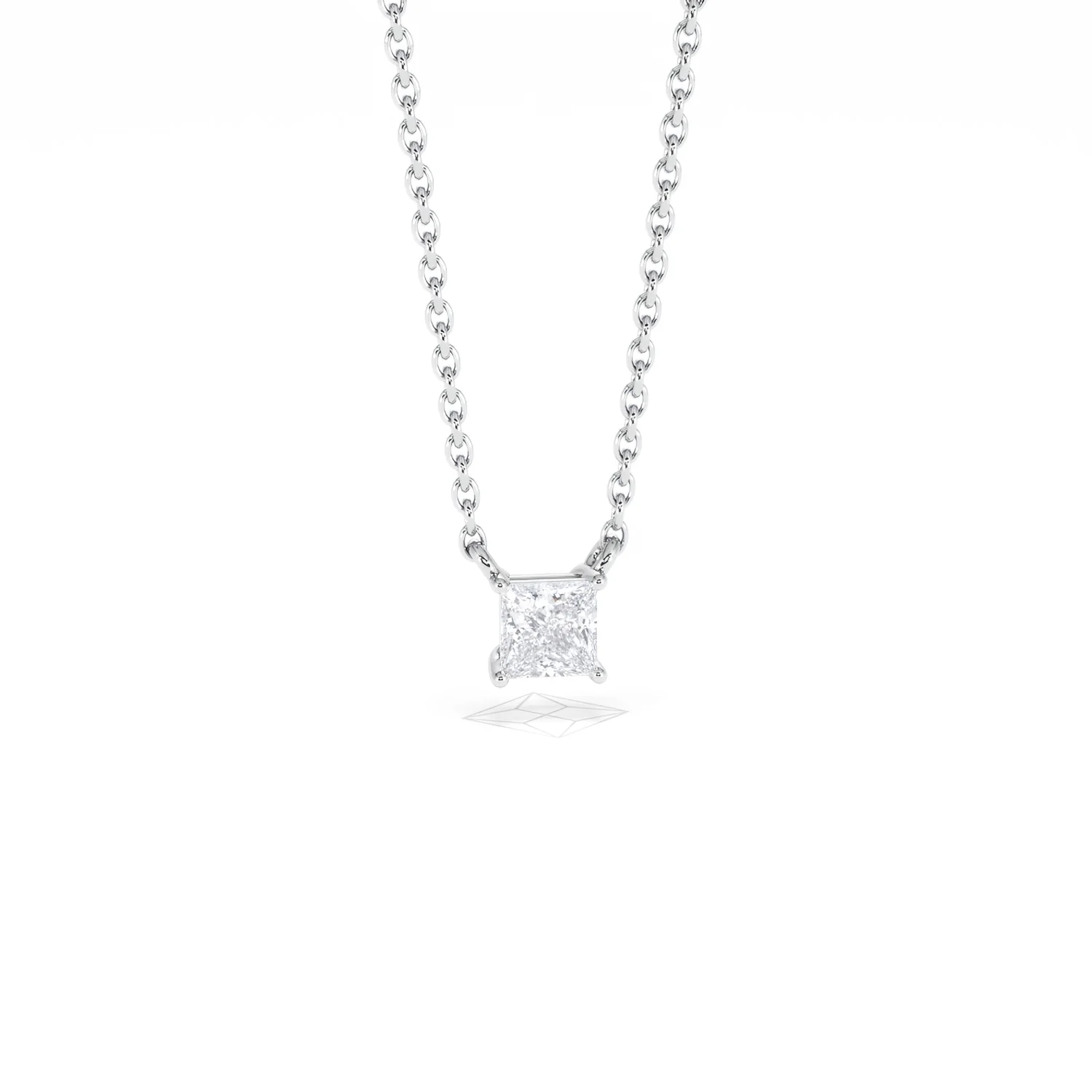Wanderlust Floating Princess Cut Lab Diamond Solitaire Necklace 0.25ct H/SI in 925 Silver - Image 11