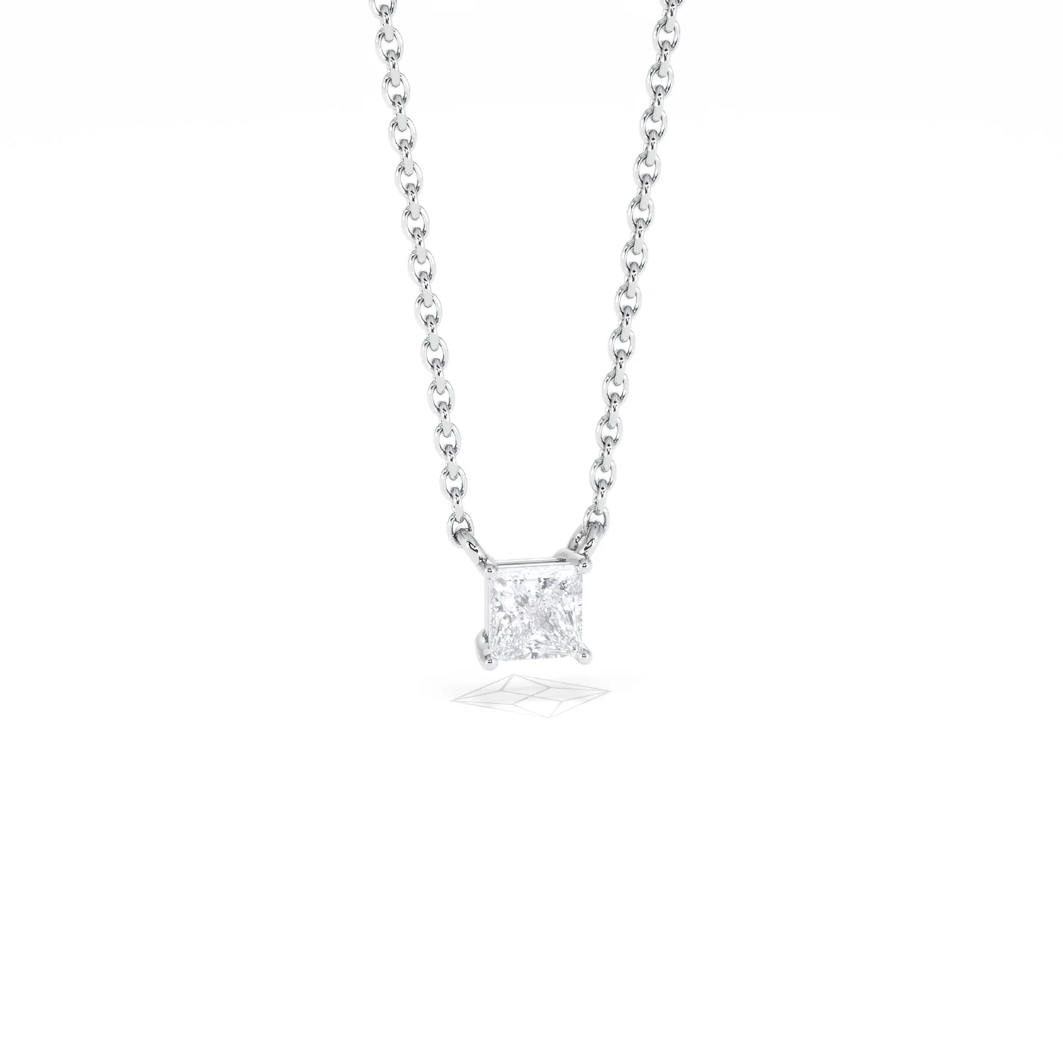 Wanderlust Floating Princess Cut Lab Diamond Solitaire Necklace 0.25ct H/SI in 925 Silver - Image 12