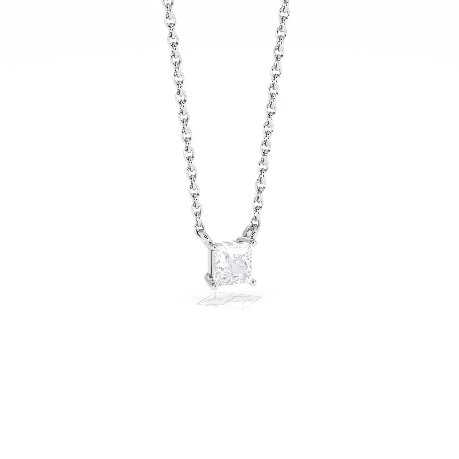 Wanderlust Floating Princess Cut Lab Diamond Solitaire Necklace 0.25ct H/SI in 925 Silver - Image 14
