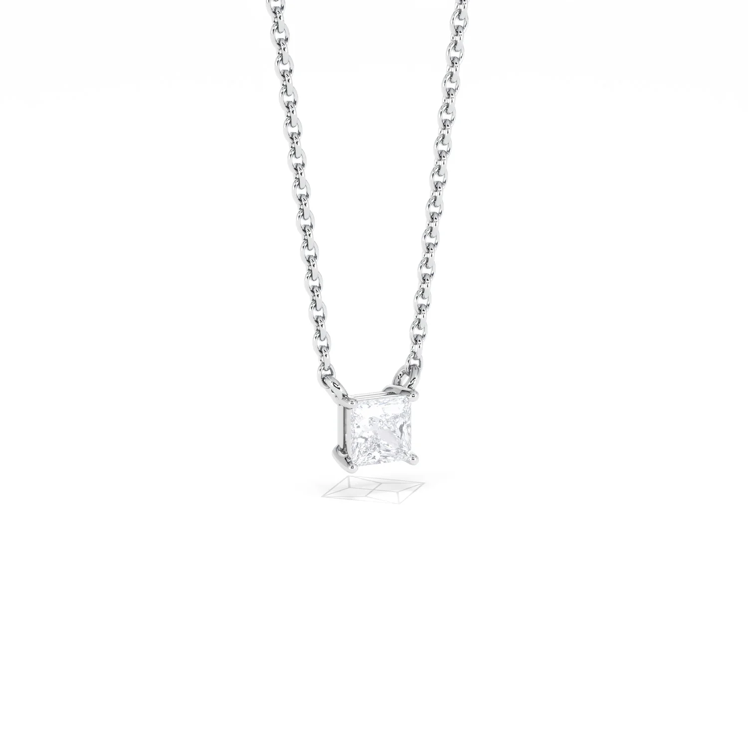 Wanderlust Floating Princess Cut Lab Diamond Solitaire Necklace 0.25ct H/SI in 925 Silver - Image 15