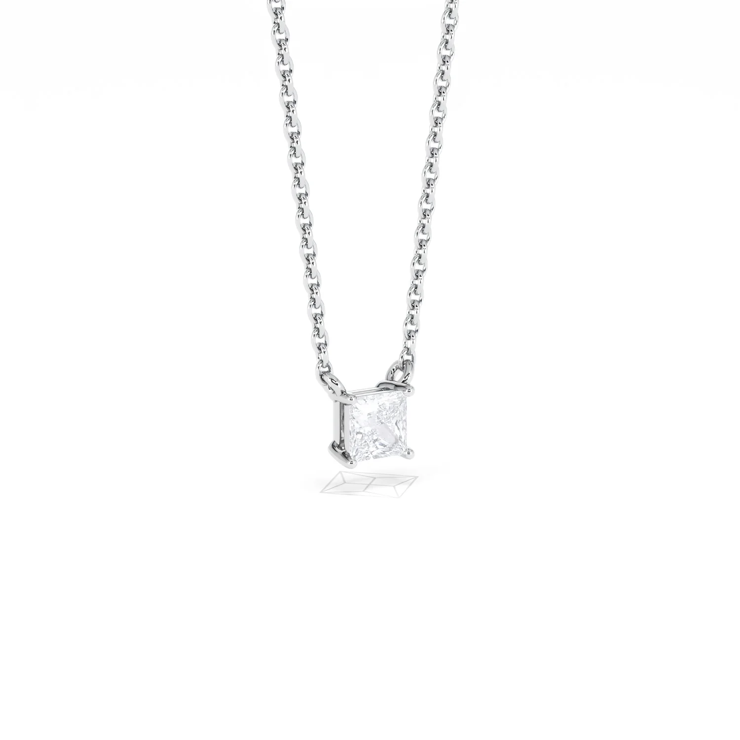 Wanderlust Floating Princess Cut Lab Diamond Solitaire Necklace 0.25ct H/SI in 925 Silver - Image 16