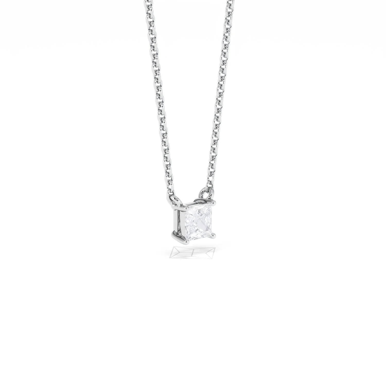 Wanderlust Floating Princess Cut Lab Diamond Solitaire Necklace 0.25ct H/SI in 925 Silver - Image 18